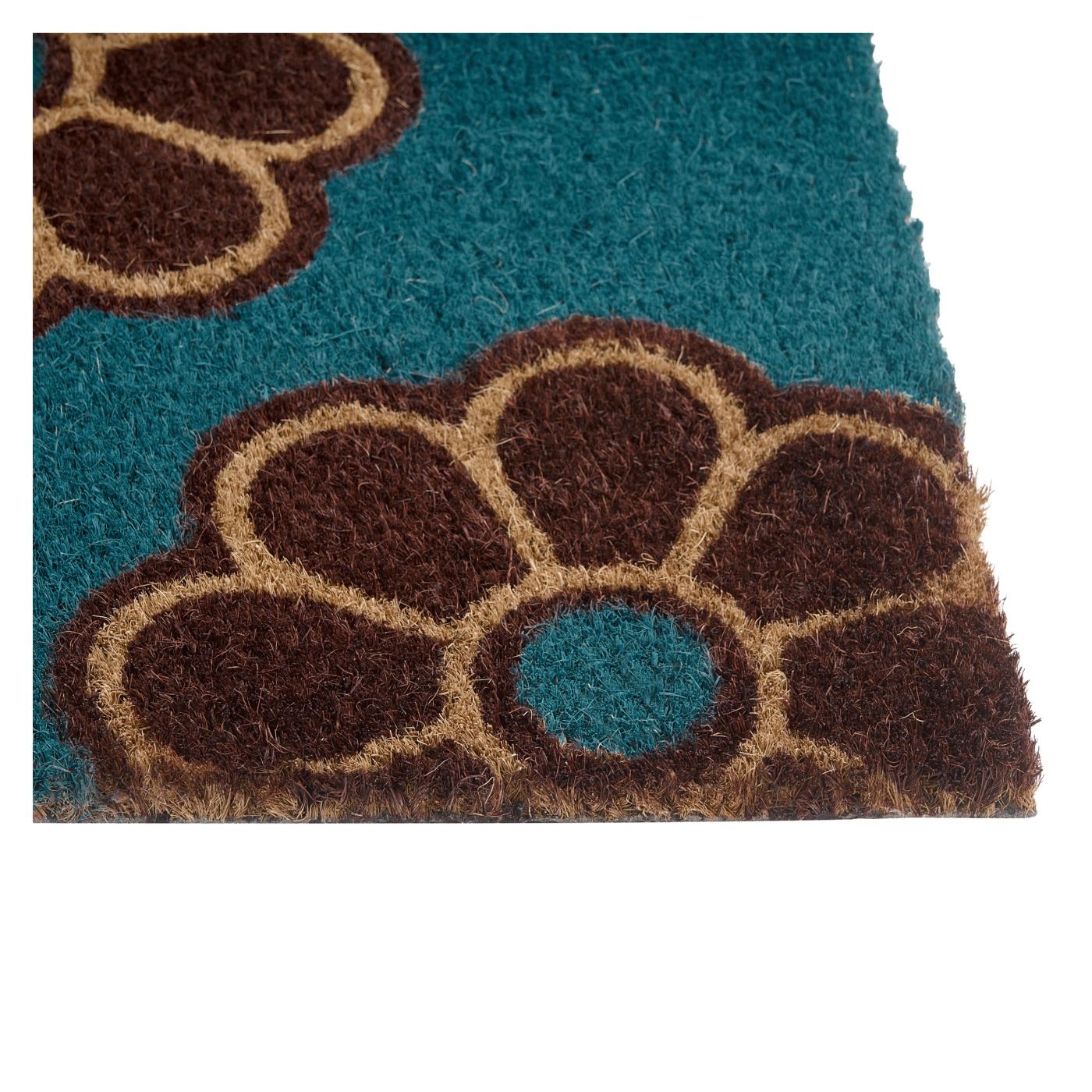 Lábtörlő KULIK Kék 50 x 80 cm Virág Kókuszrost - 4