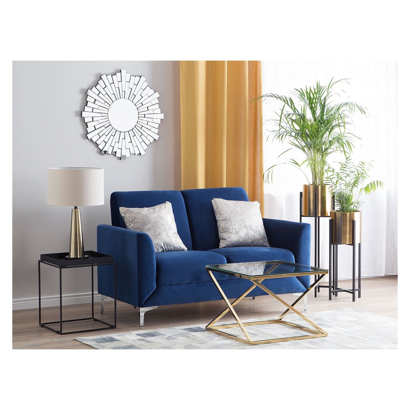 Kanapé 2 személyes FENES Bársony Tengerészkék - 1