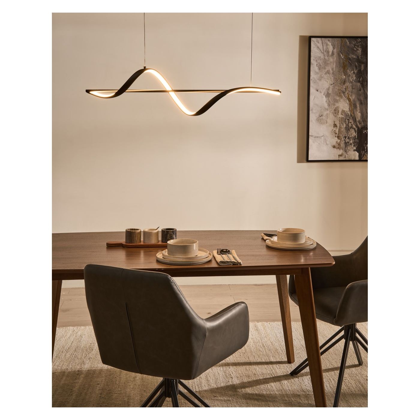 LED függőlámpa KHUTTI Távirányítóval Dimmer funkcióval Fém Fekete - 1