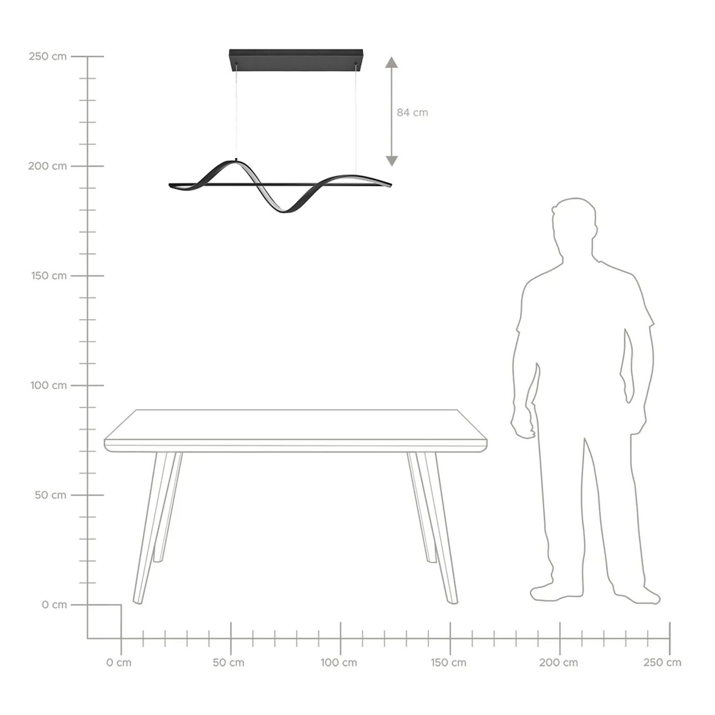 LED függőlámpa KHUTTI Távirányítóval Dimmer funkcióval Fém Fekete - 8