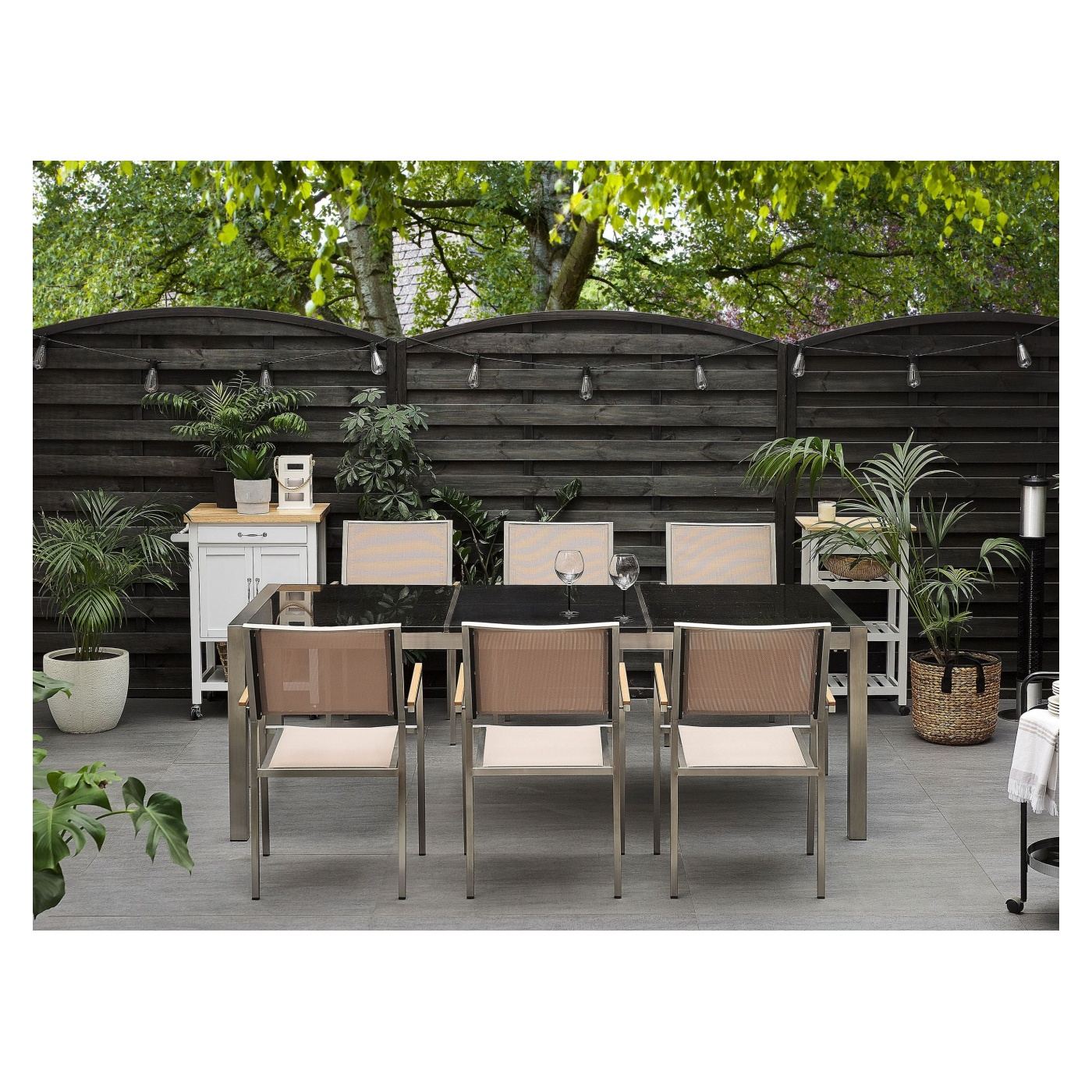 Kerti asztal GROSSETO 220 cm 100 cm Csiszolt Gránit Fekete - 1