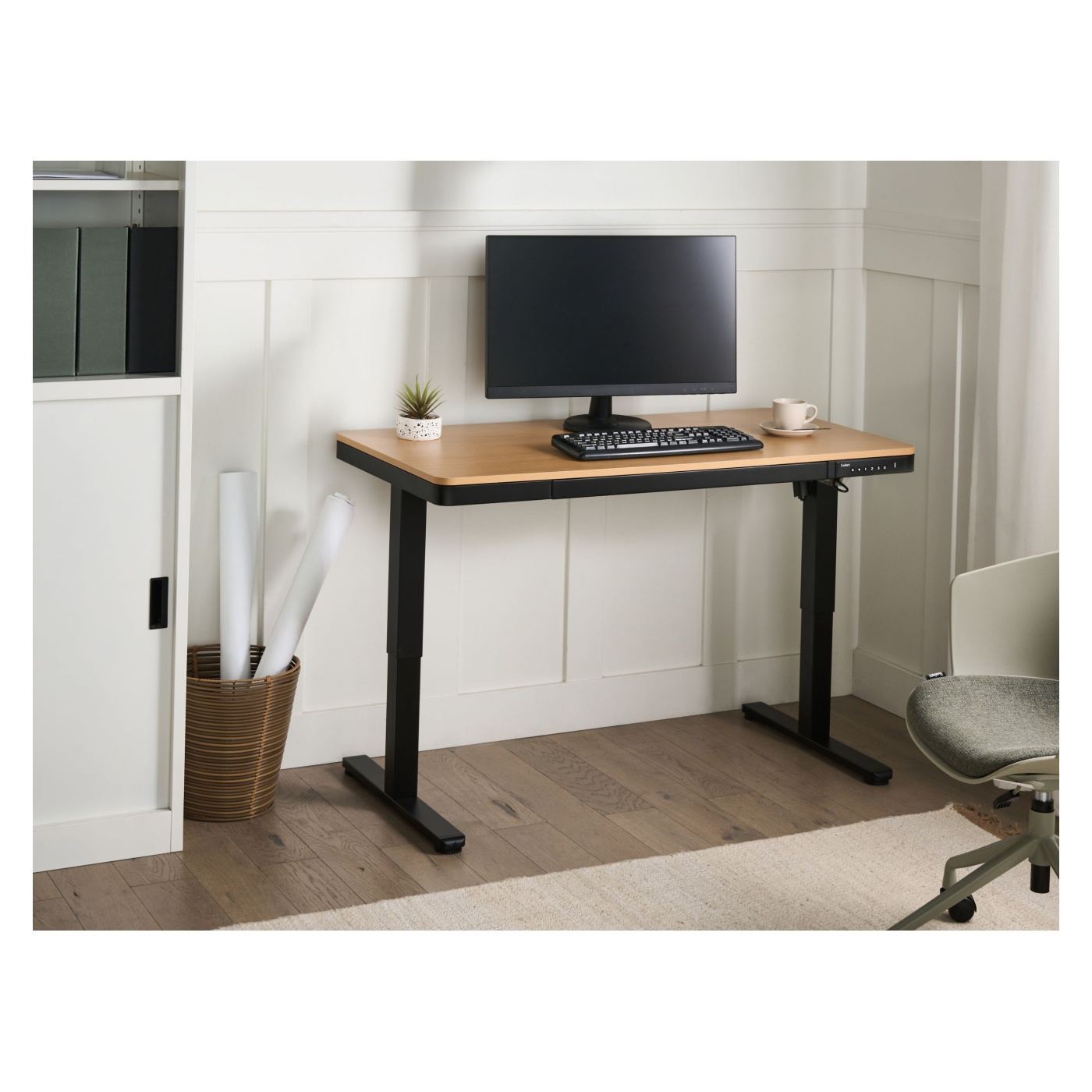 Elektromosan állítható asztal PENLY Fekete/világosbarna 120 cm 60 cm USB porttal - 1