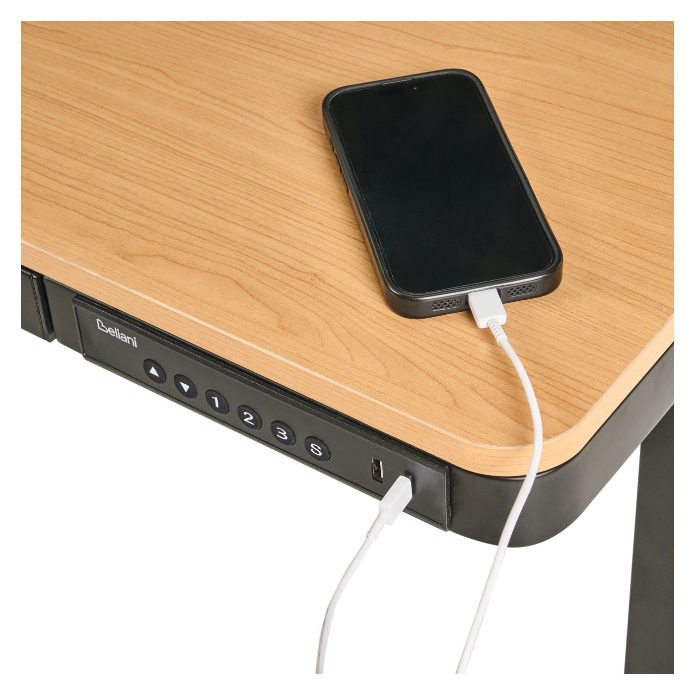 Elektromosan állítható asztal PENLY Fekete/világosbarna 120 cm 60 cm USB porttal - 7