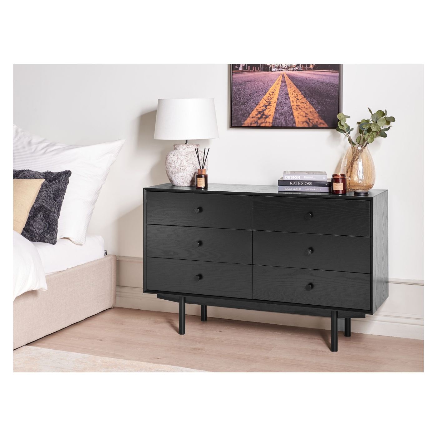 Hatfiókos komód ALCESTER Fekete - 1