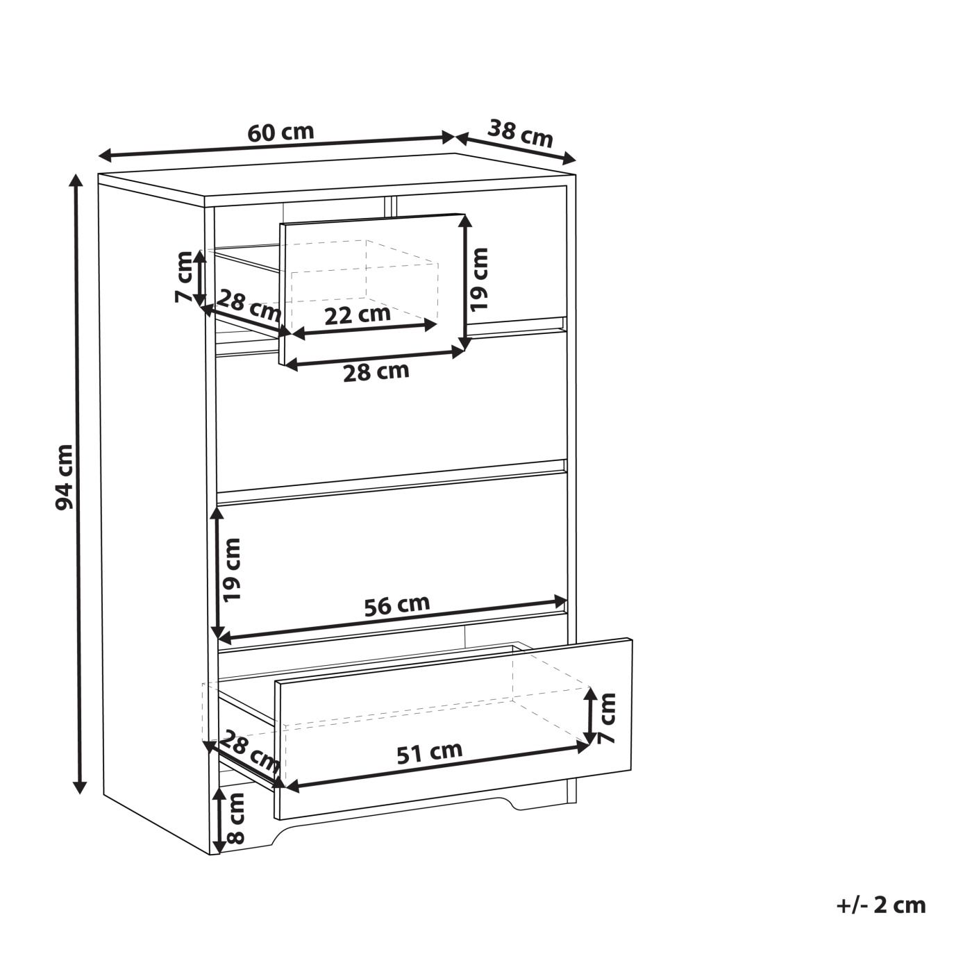 Ötfiókos komód ALBERTA Fekete - 3