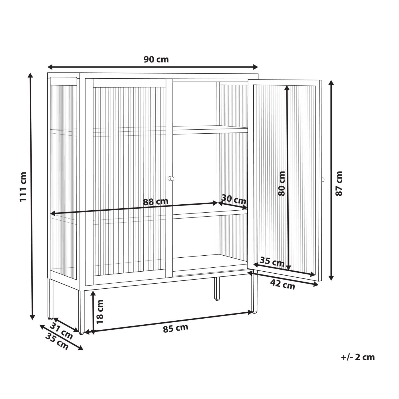Vitrin LERRYN Fém 90 cm Fekete - 3