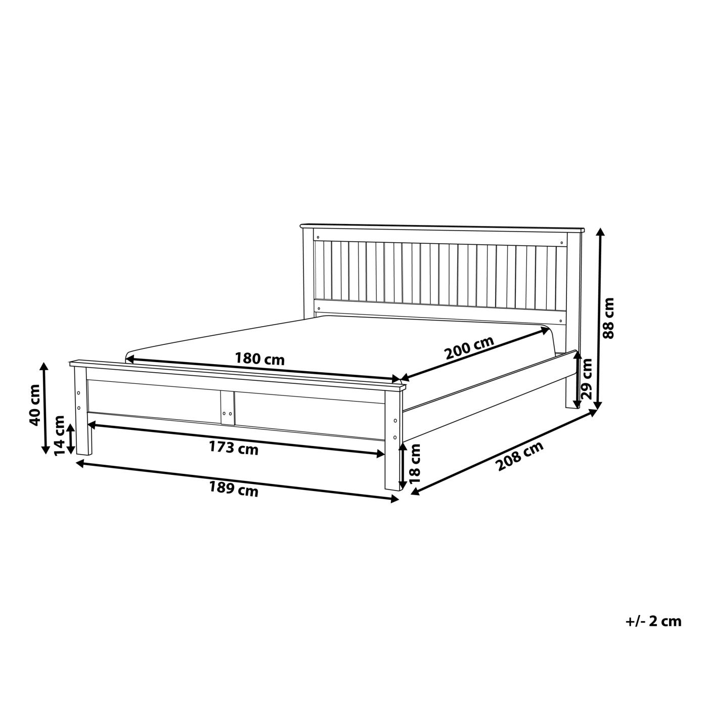Ágy Fenyő MAYENNE 180 x 200 cm Sötétbarna - 3