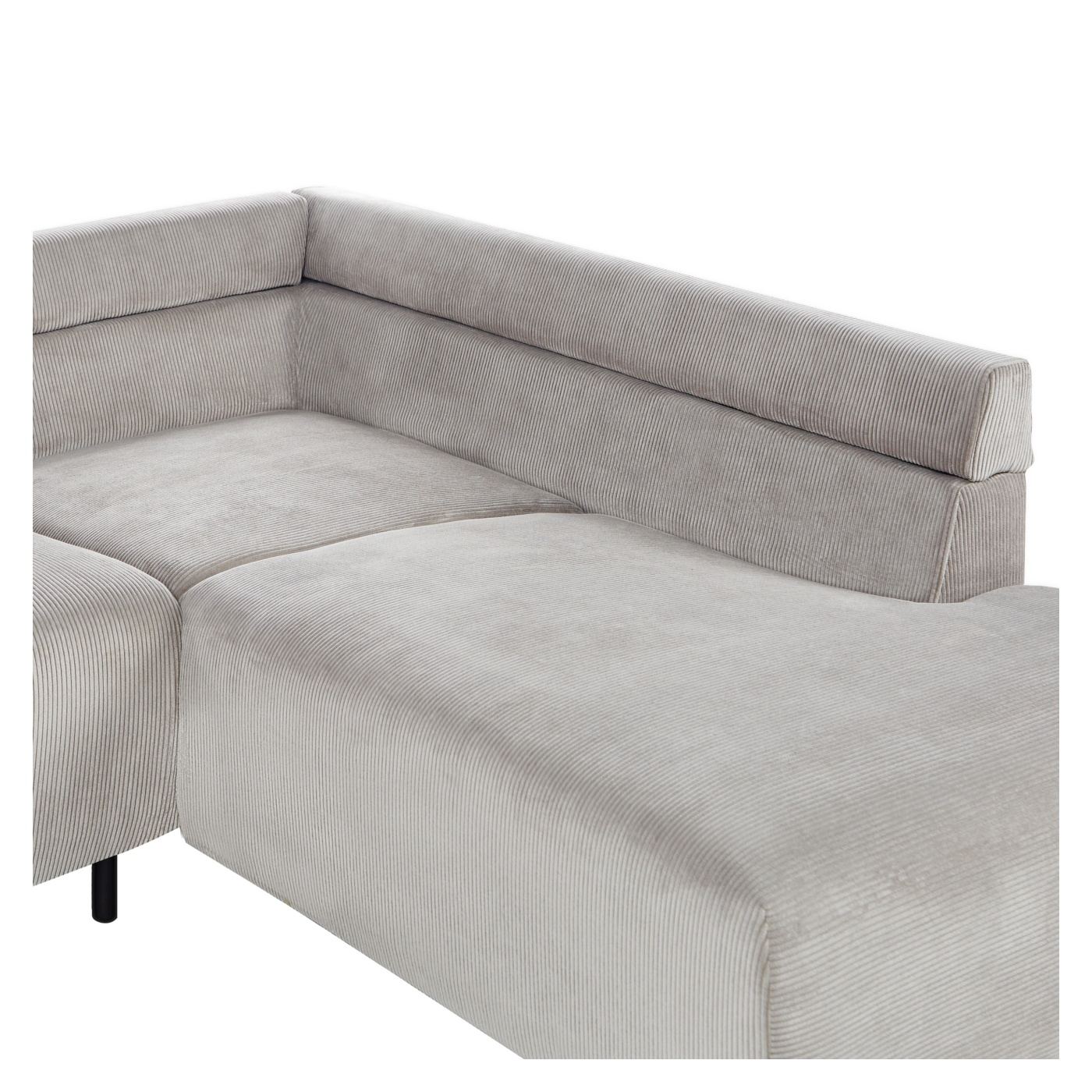 Sarokkanapé 4 személyes LUNNER Kordbársony Világosszürke Bal oldali - 9