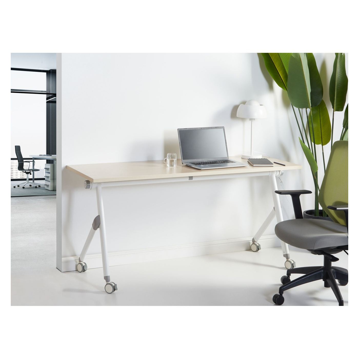 Összecsukható íróasztal BENDI Világosbarna 160 cm 60 cm kerekekkel - 1