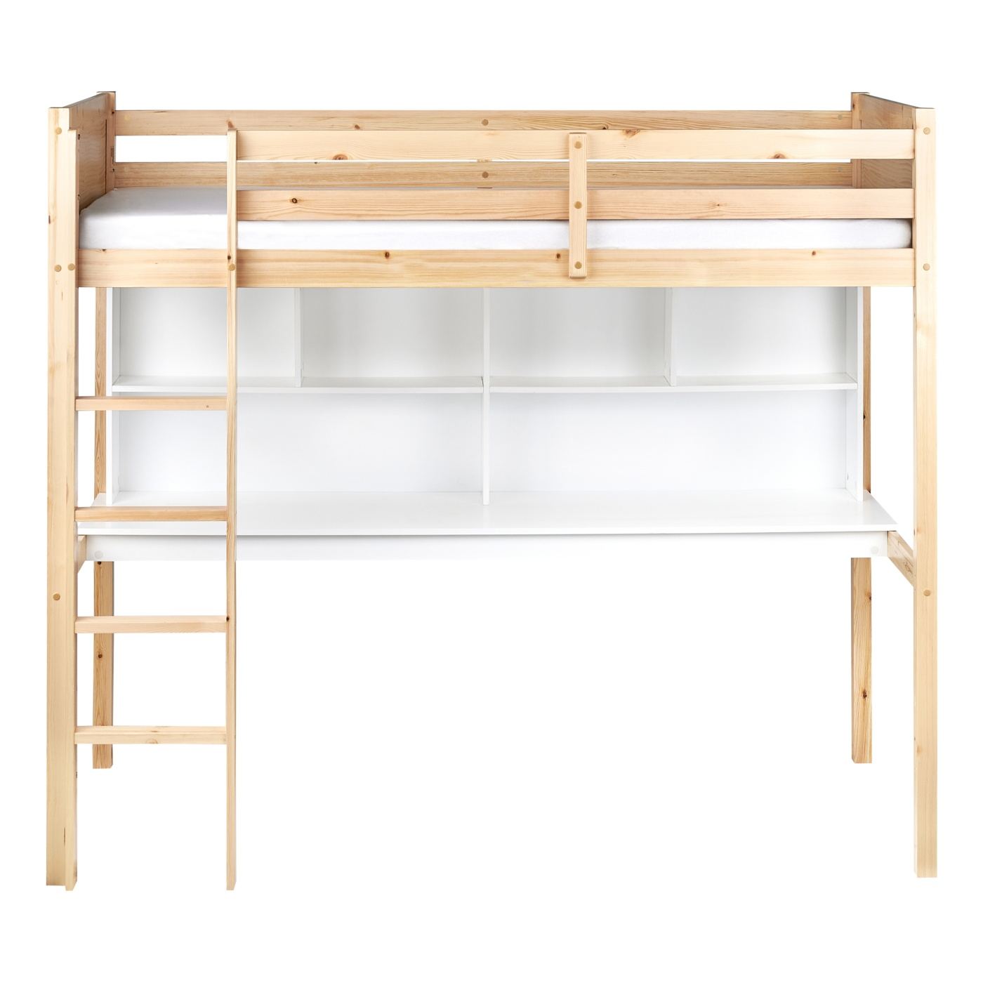 Galériaágy íróasztallal Fenyő FOUCAMONT 90 x 200 cm Világosbarna - 5