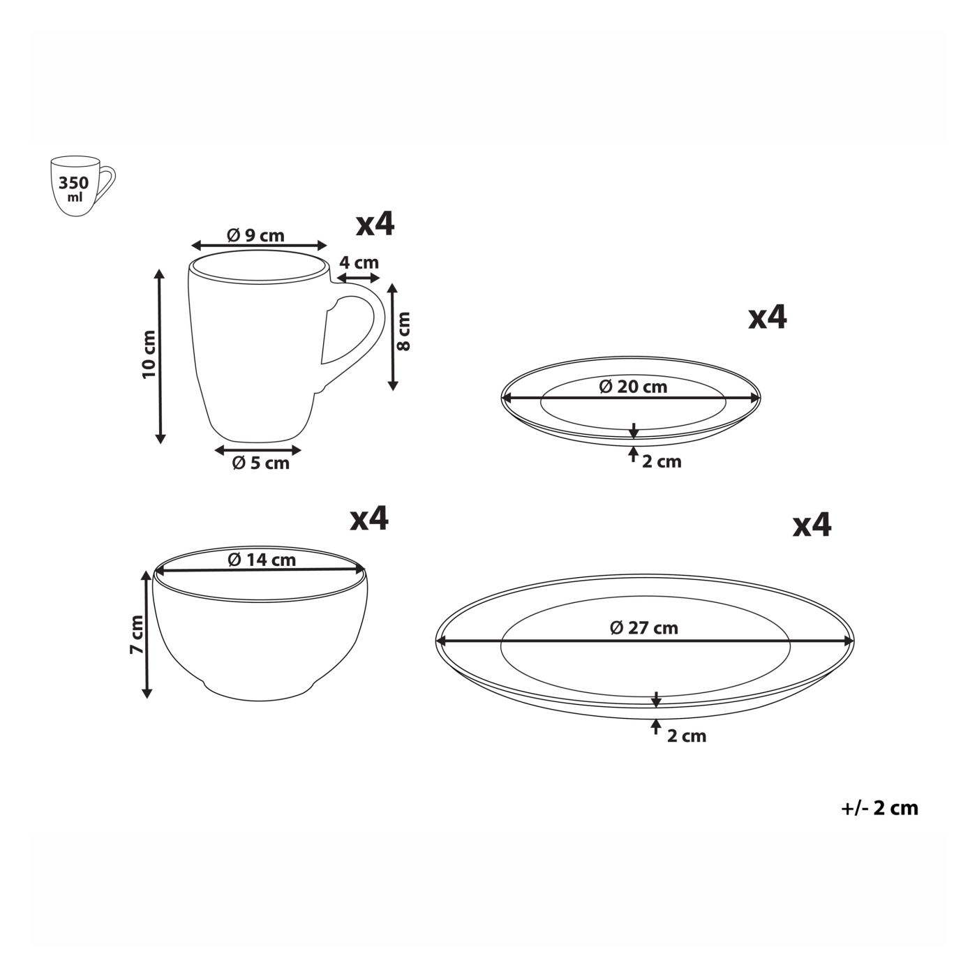 16 darabos étkészlet MARJORAM Porcelán Fehér - 3