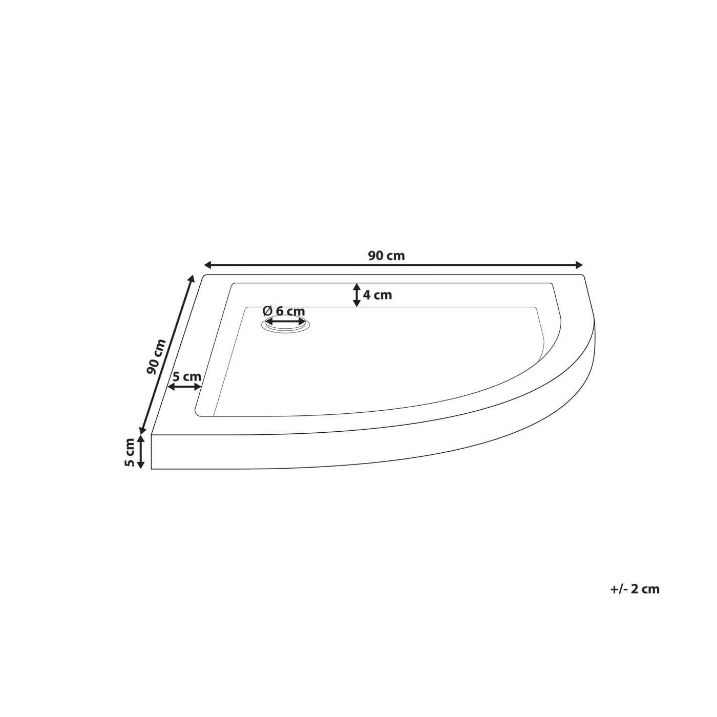 Zuhany tálca ALISO 90 x 90 x 5 cm Fehér - 3