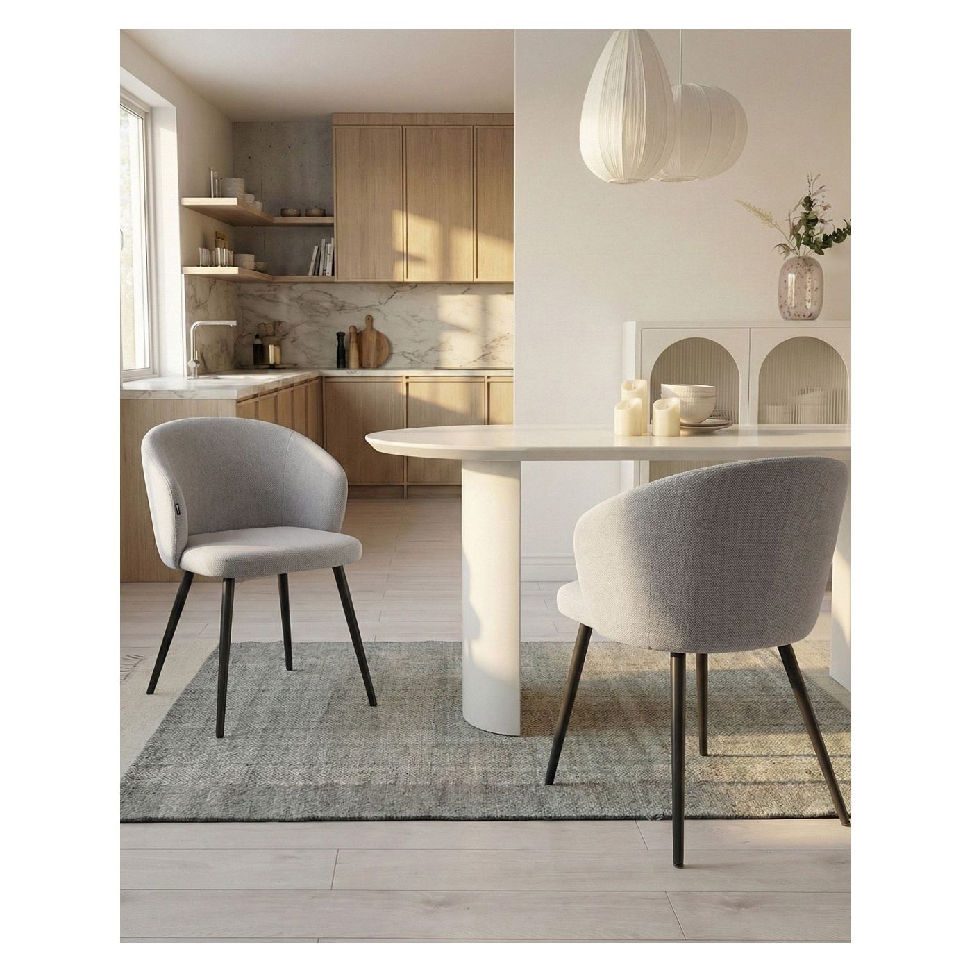 Étkezőszék kétdarabos szettben MOUNDVILLE Törtfehér - 1