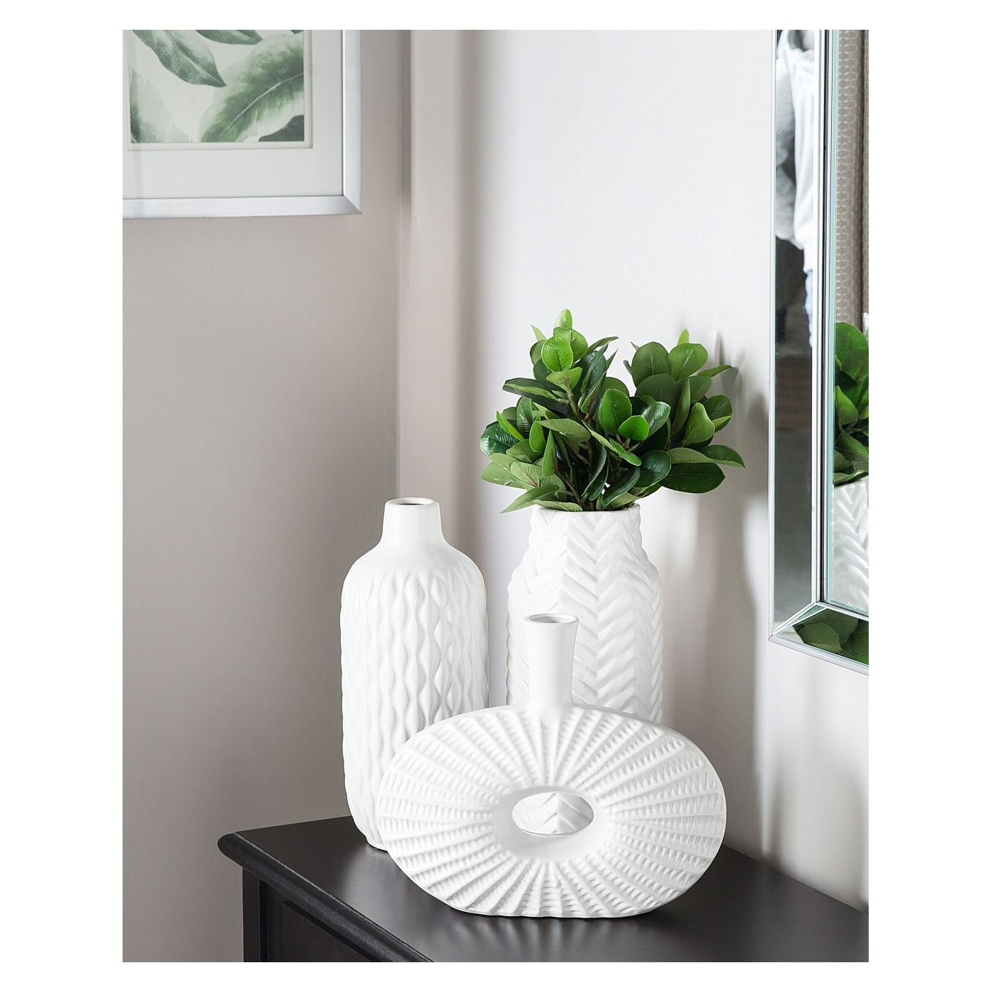 Dekor váza XANTHOS Kőcserép 32 cm Fehér - 1