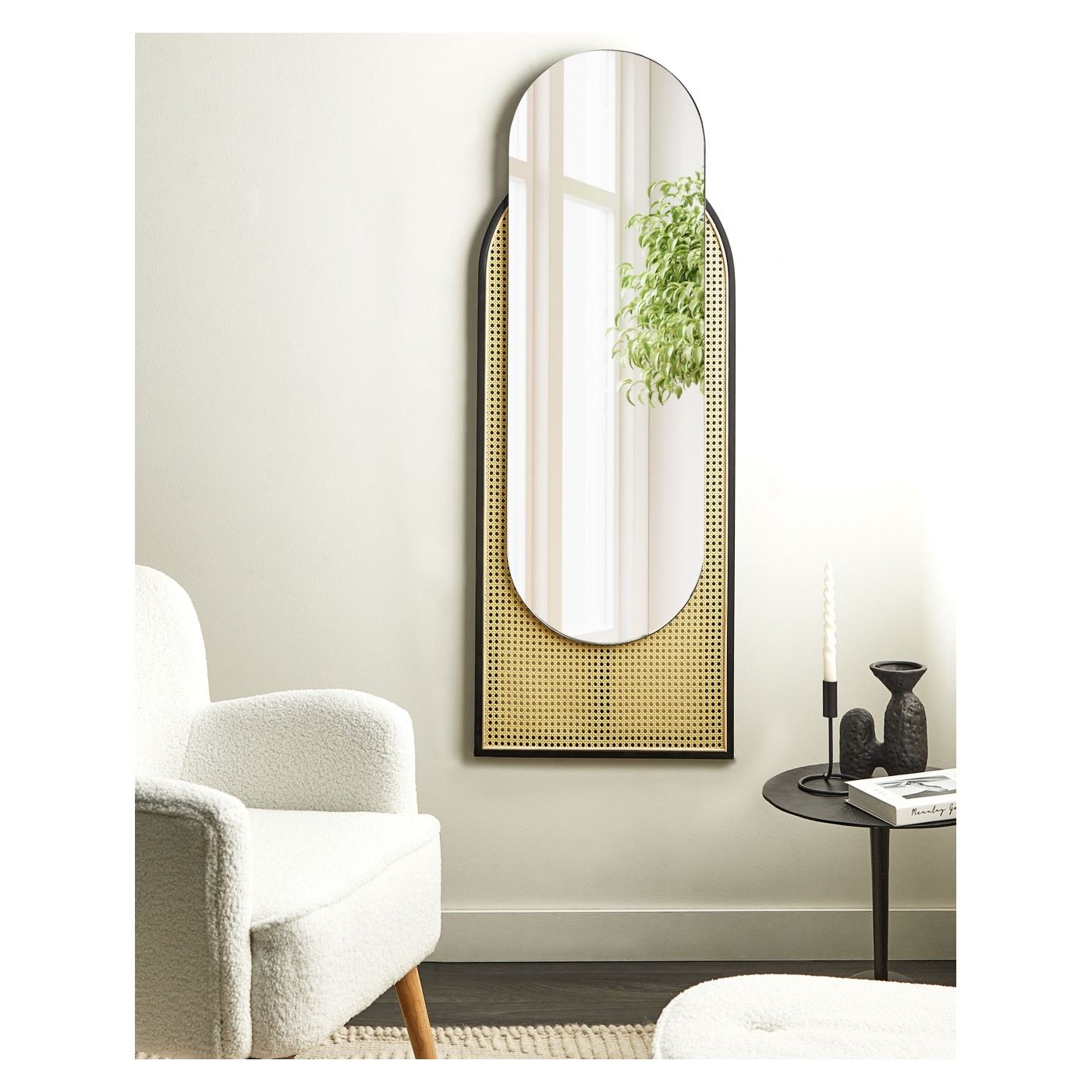 Falitükör NEVERS 53 cm 143 cm PE Rattan Természetes - 1