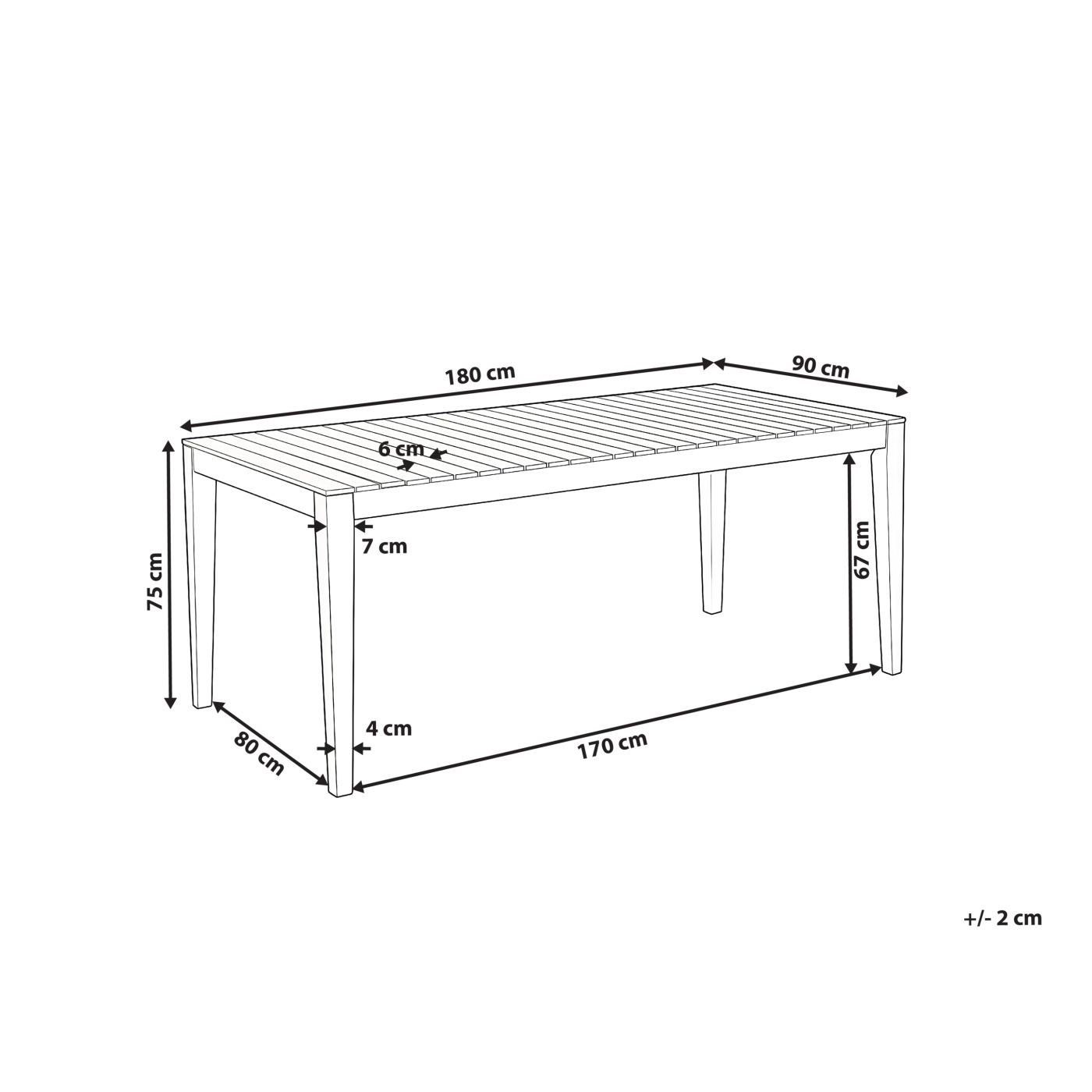 Kerti asztal CHIOGGIA 90 cm 180 cm Tanúsított akácfa Világosbarna - 3