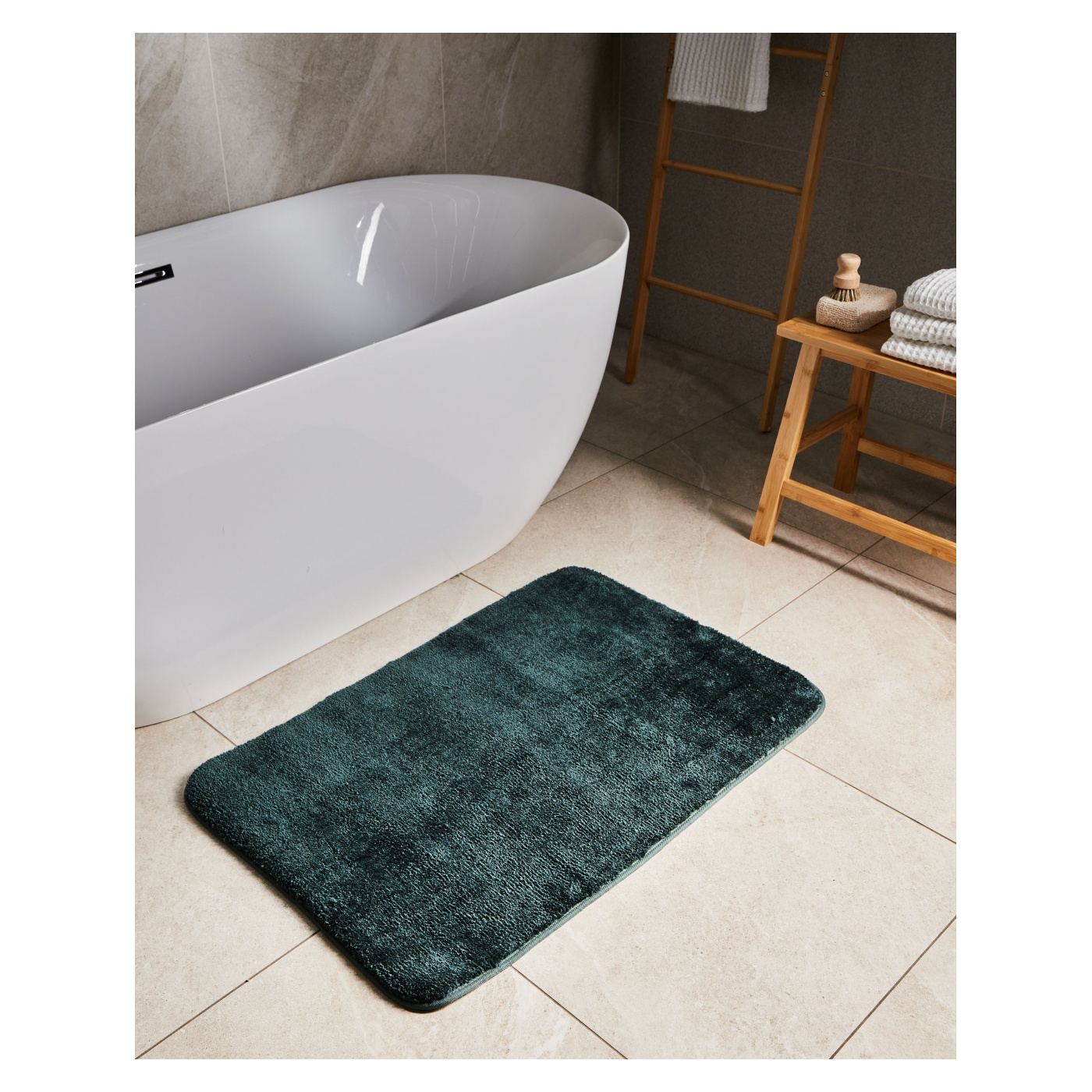 Fürdőszobaszőnyeg URLANA Sötétzöld 60 x 90 cm Mikroszálas - 1