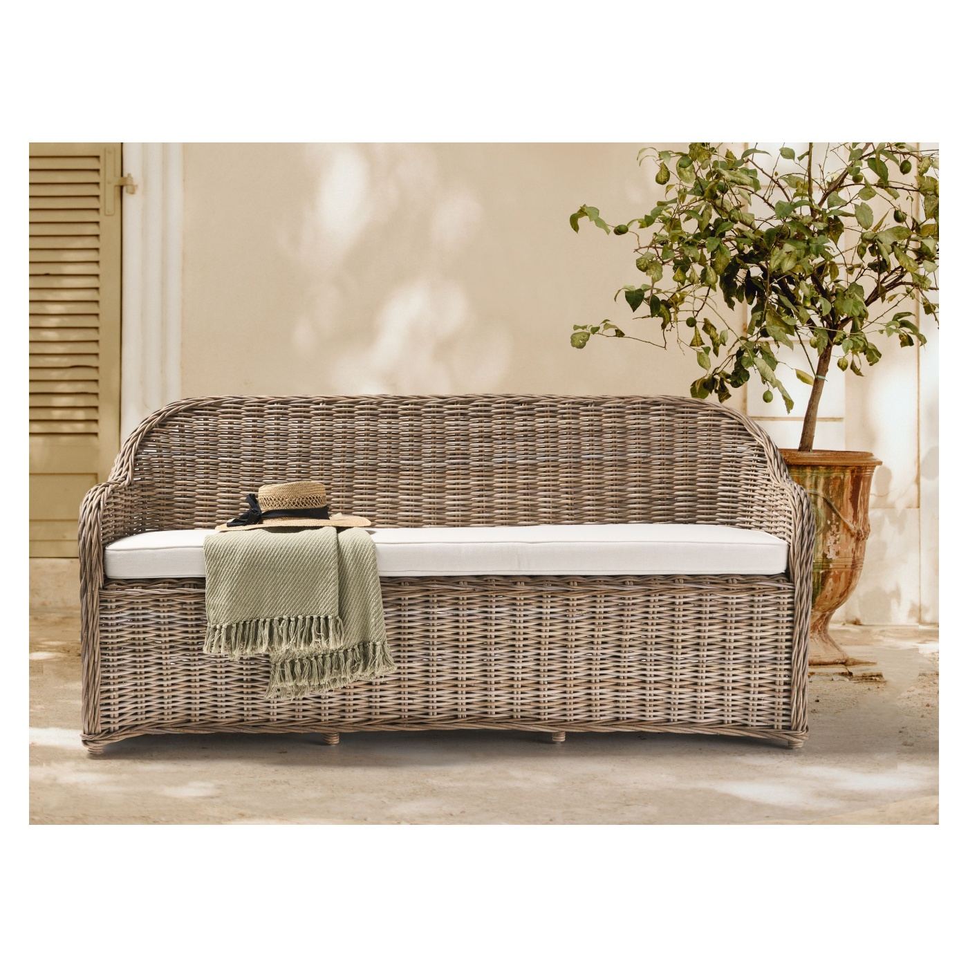 Kerti pad ülőpárnával SUSUA 189 cm Rattan Természetes - 1