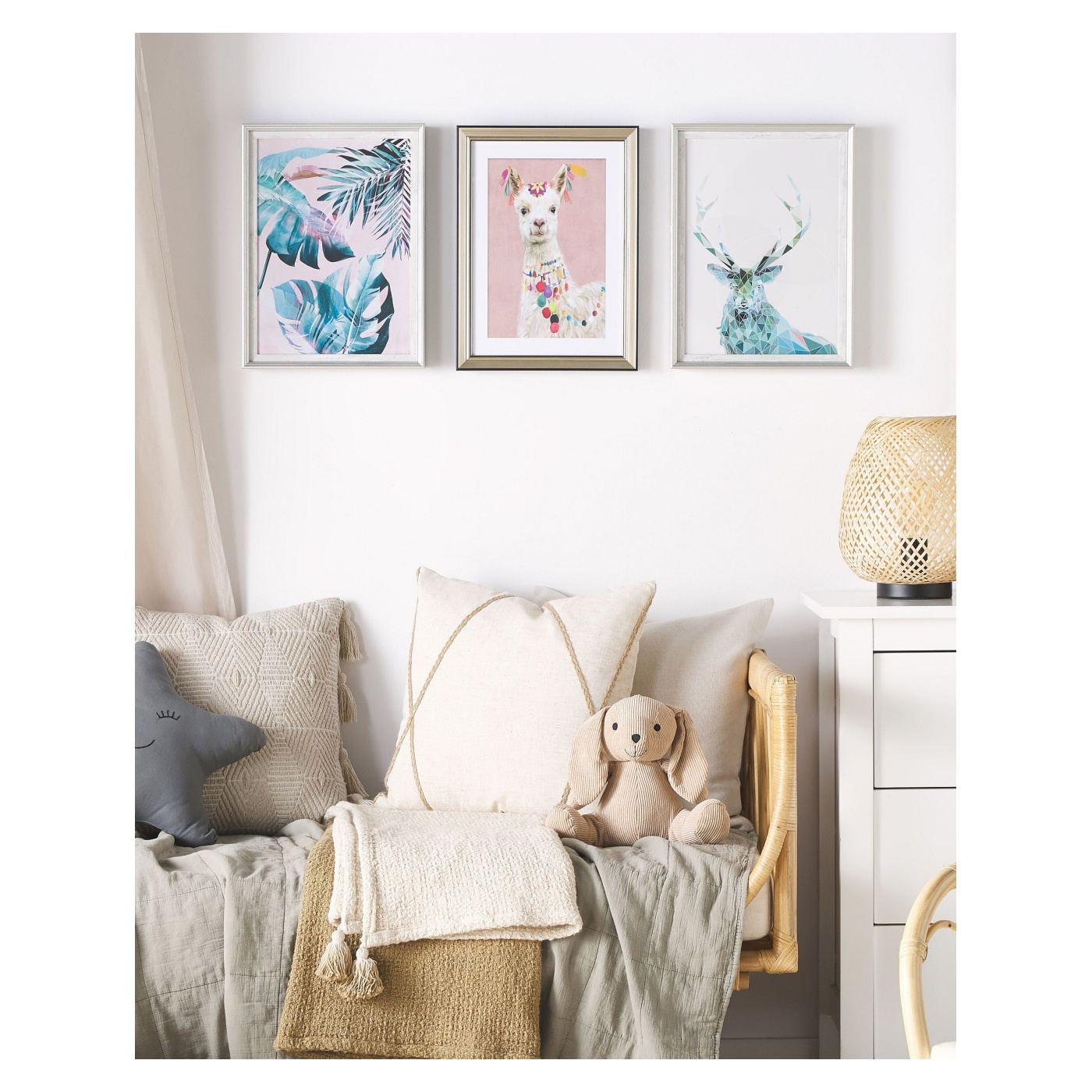 Keretezett fali poszter KAYES Állatmintás 30 x 40 cm Kék - 1