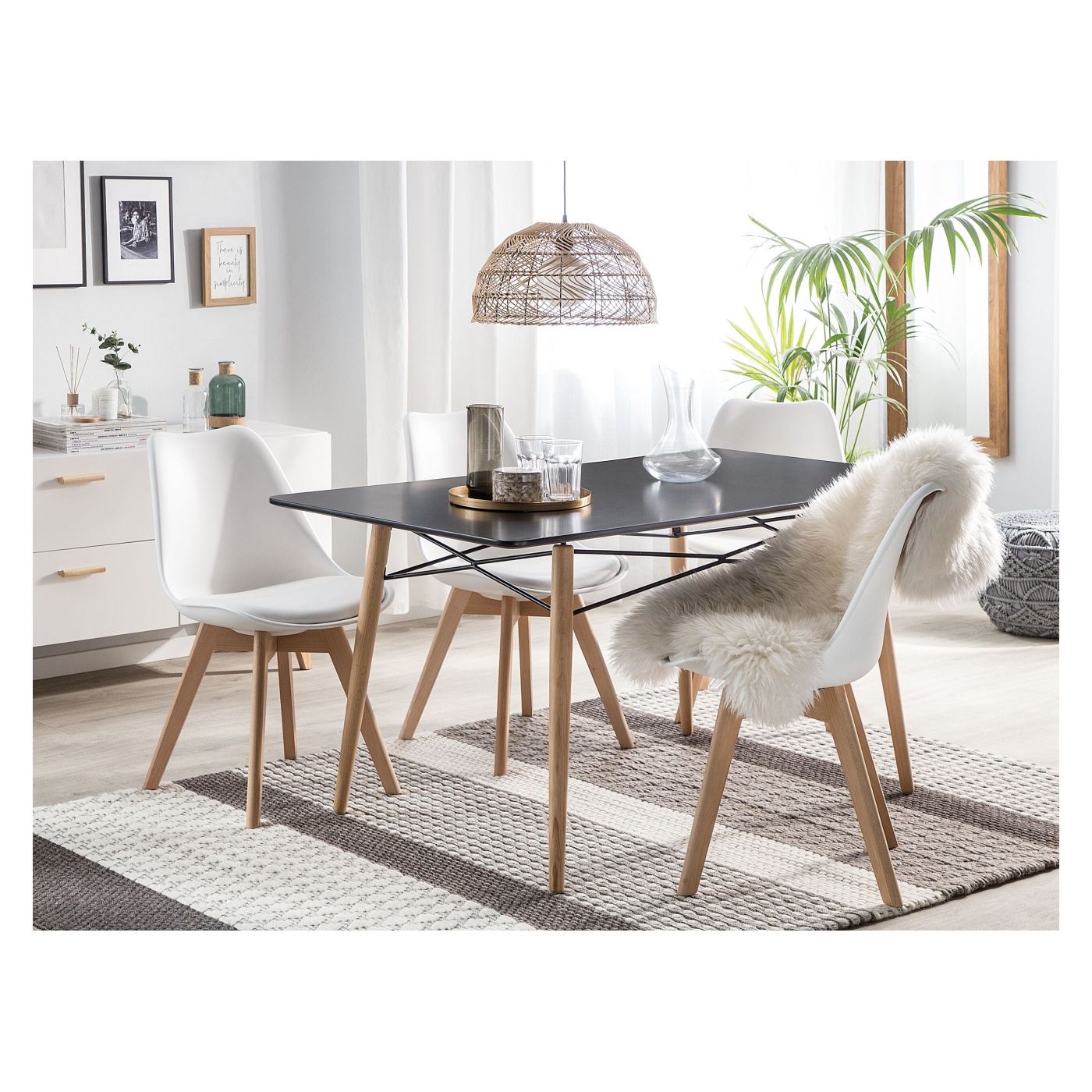 Étkezőasztal BIONDI Fekete bükkfa 80 cm 140 cm - 1