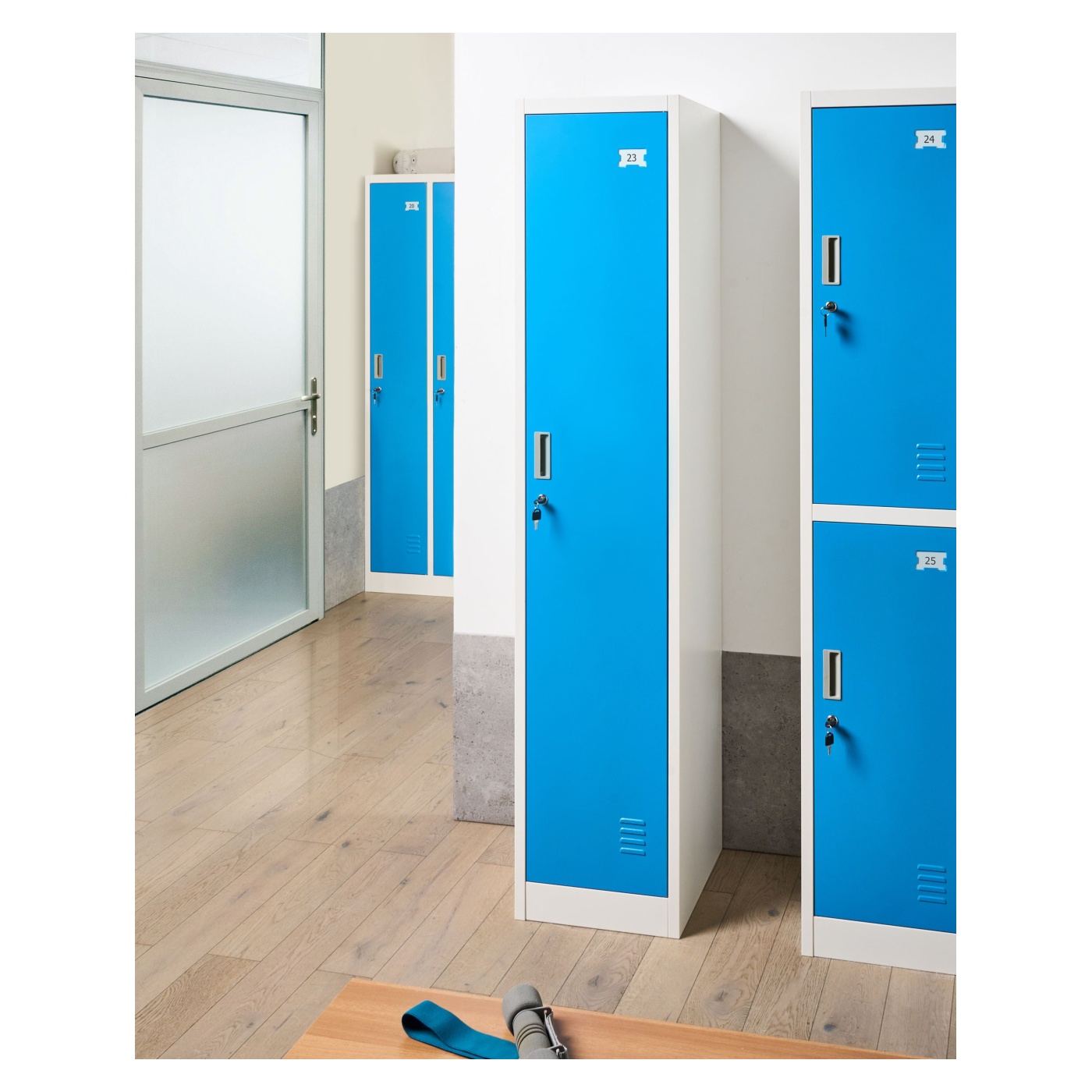 Egyajtós tárolószekrény ATHLETE Fém Fehér/kék - 1