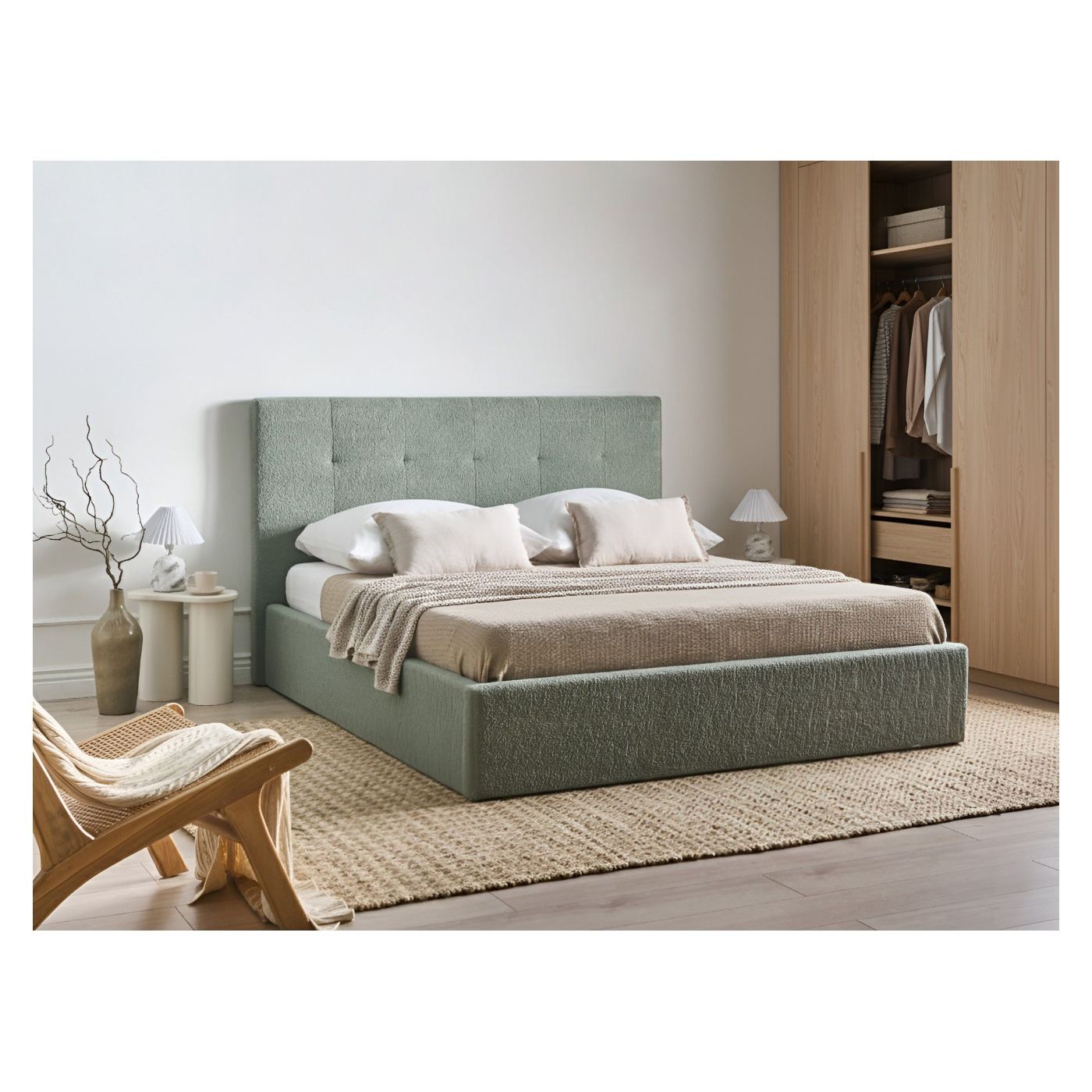 Ágyneműtartós ágy Buklé LORIENT 160 x 200 cm Zöld - 1