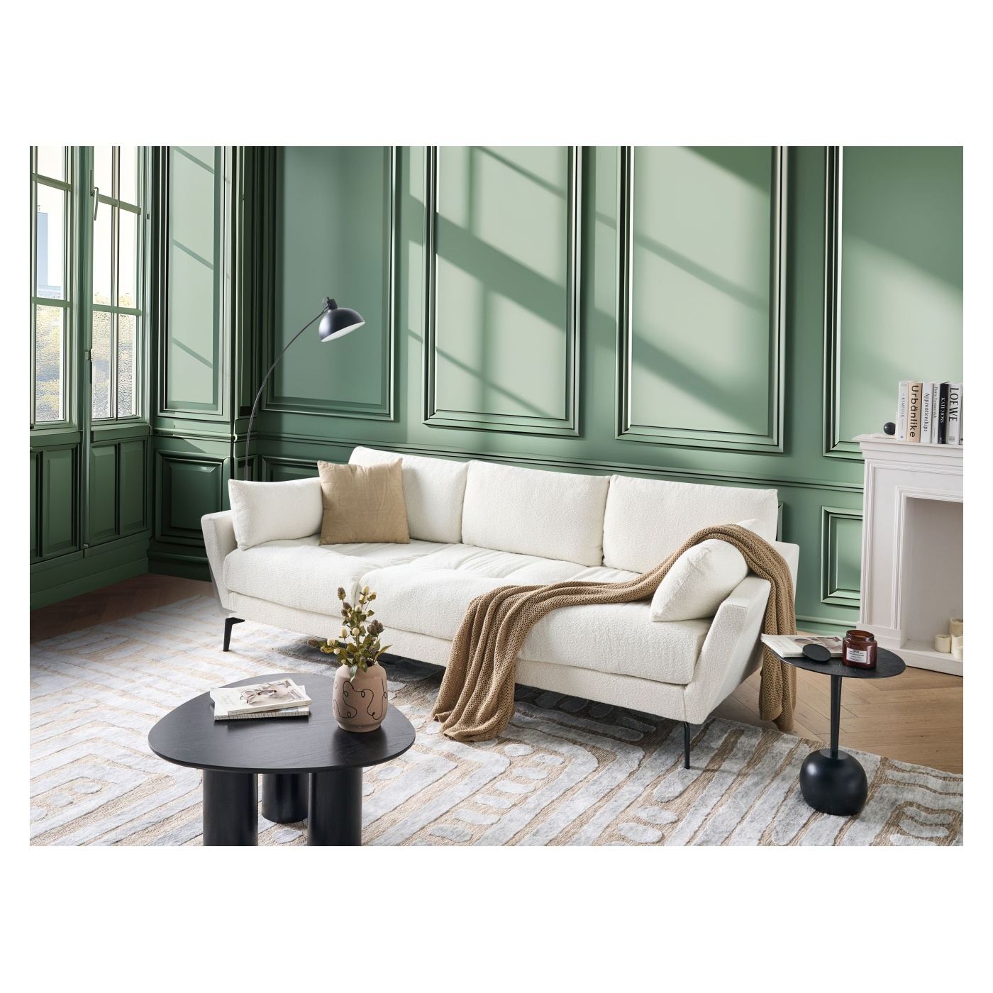 Kanapé 4 személyes NENOLA Buklé Törtfehér - 1