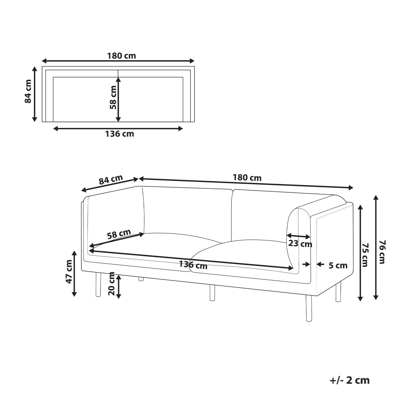 Kanapé 2 személyes VORGOD Fekete - 6