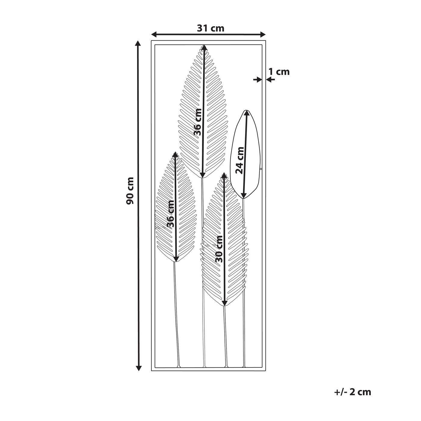Fali Dekoráció Levél NIOBIUM Fém 90 cm Ezüst - 3