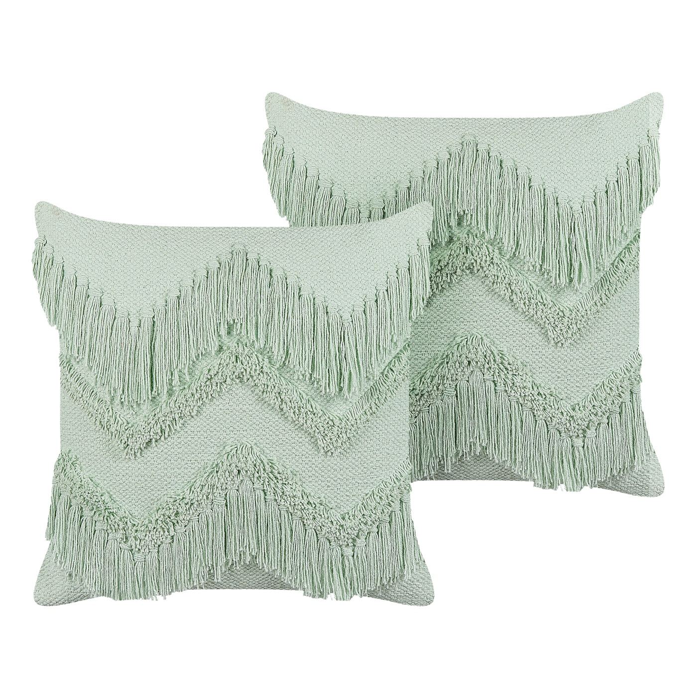 2 db díszpárna BACOPA Pamut 45 x 45 cm Zöld Cikk-cakk mintás - 2