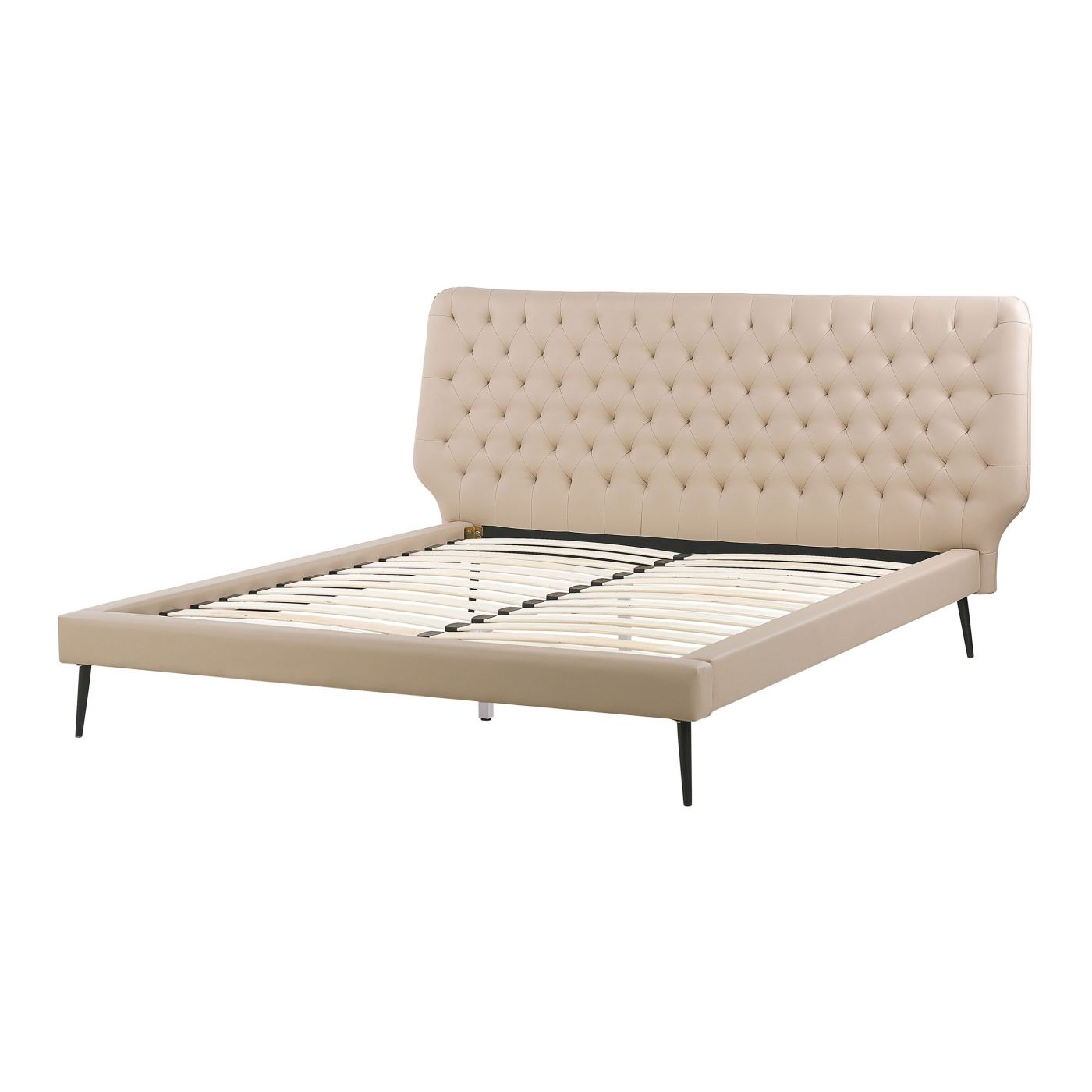 Ágy Műbőr ESSONNE 160 x 200 cm Bézs - 5