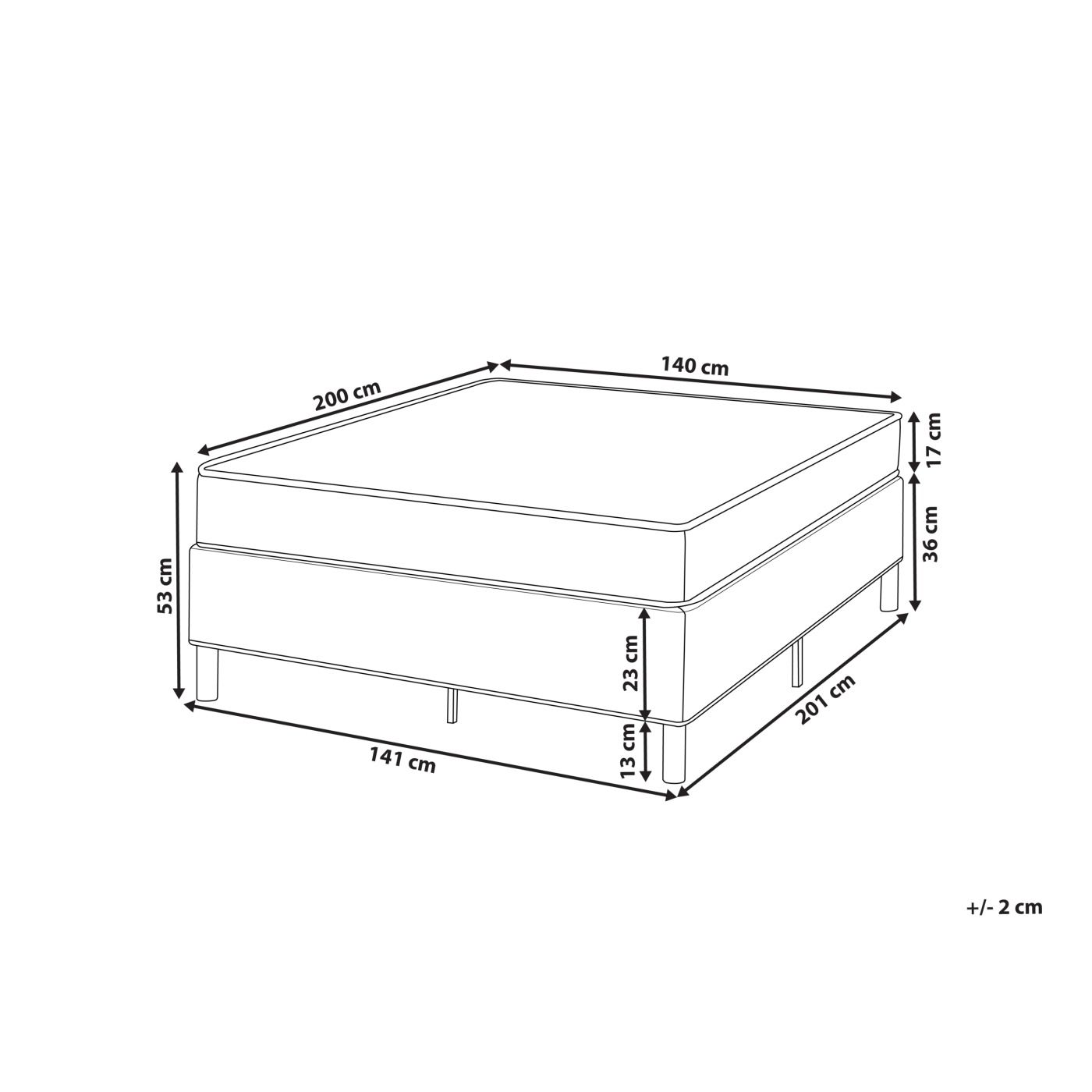 Fejtámla nélküli boxspring ágy COUNTESS 140 x 200 cm Bézs - 3