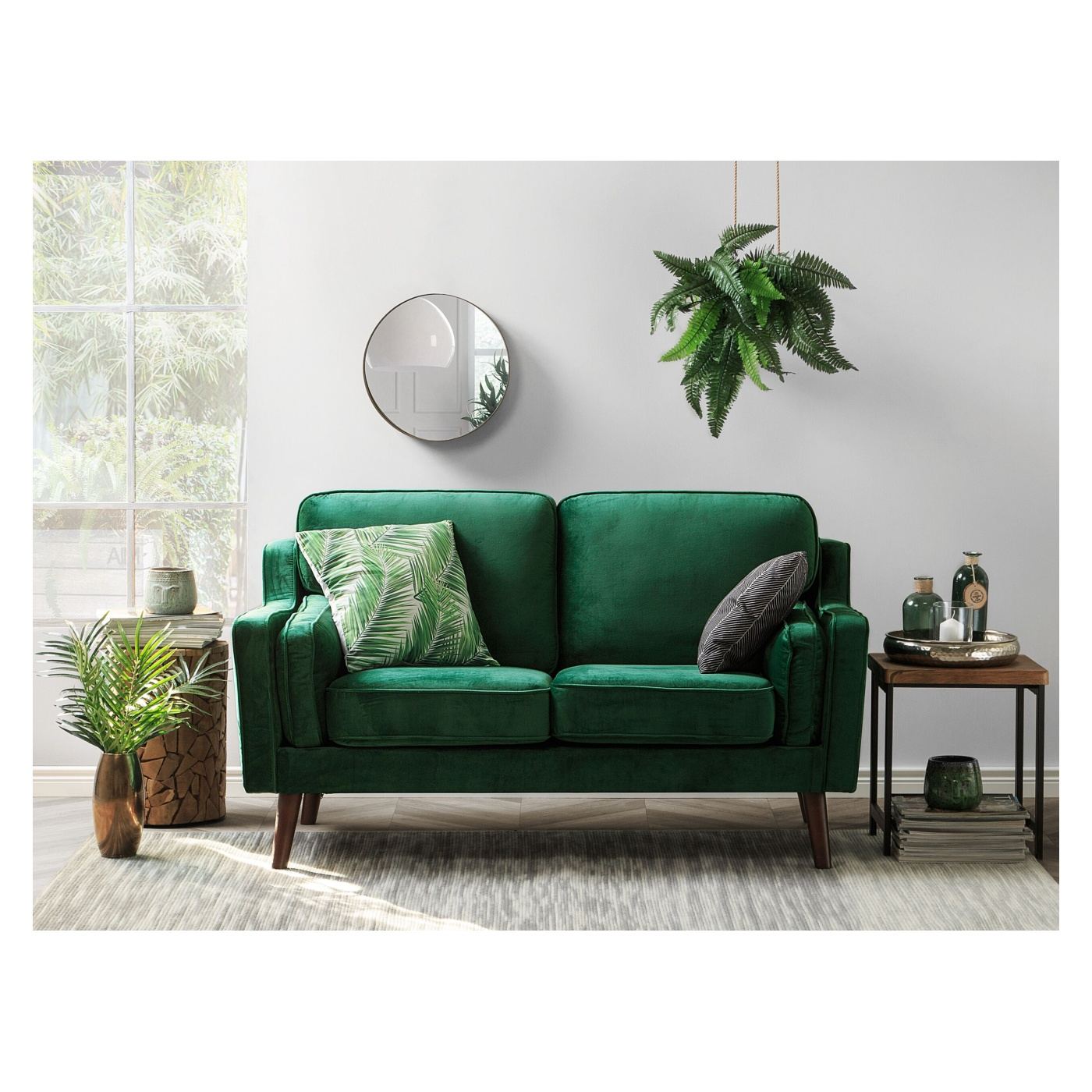 Kanapé 2 személyes LOKKA Bársony Smaragdzöld - 1