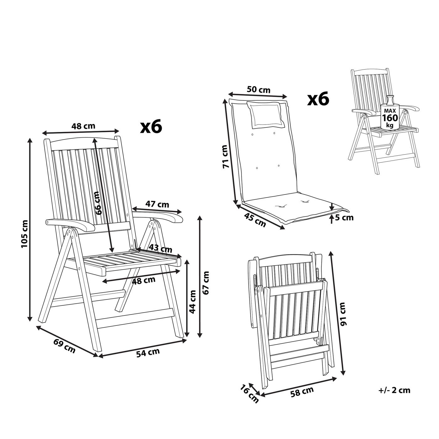 Hatdarabos székszett ülőpárnával AMANTEA Akácfa Szürke - 3