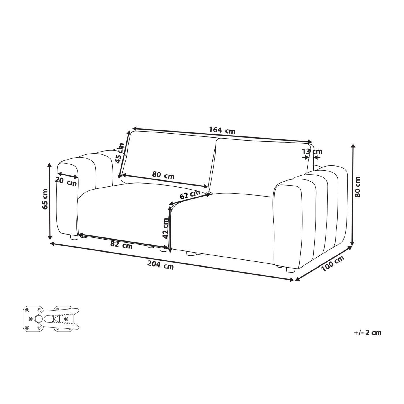 Moduláris kanapé 2 személyes KIVVIK Buklé Törtfehér - 3