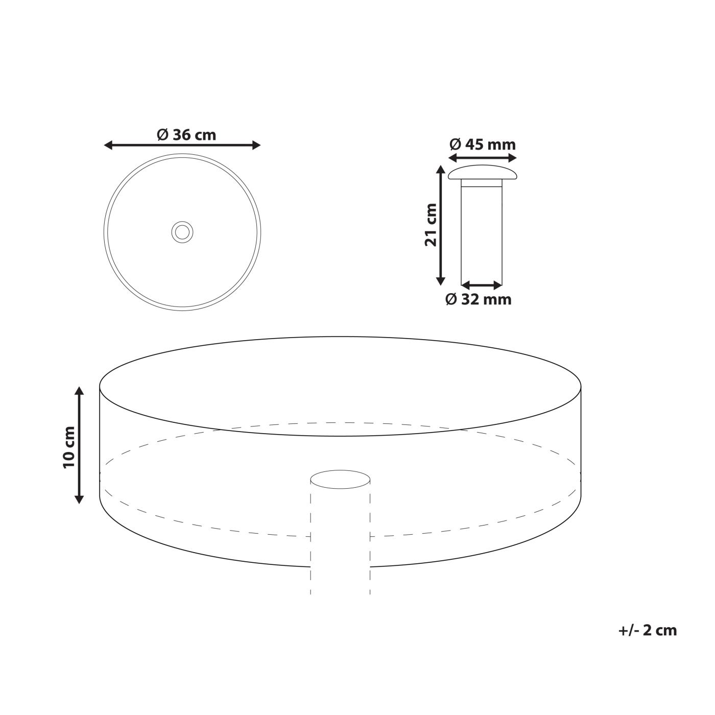 Pultra helyezhető mosdókagyló TOLOSA ⌀ 36 cm Öntött kő Világospiros - 3