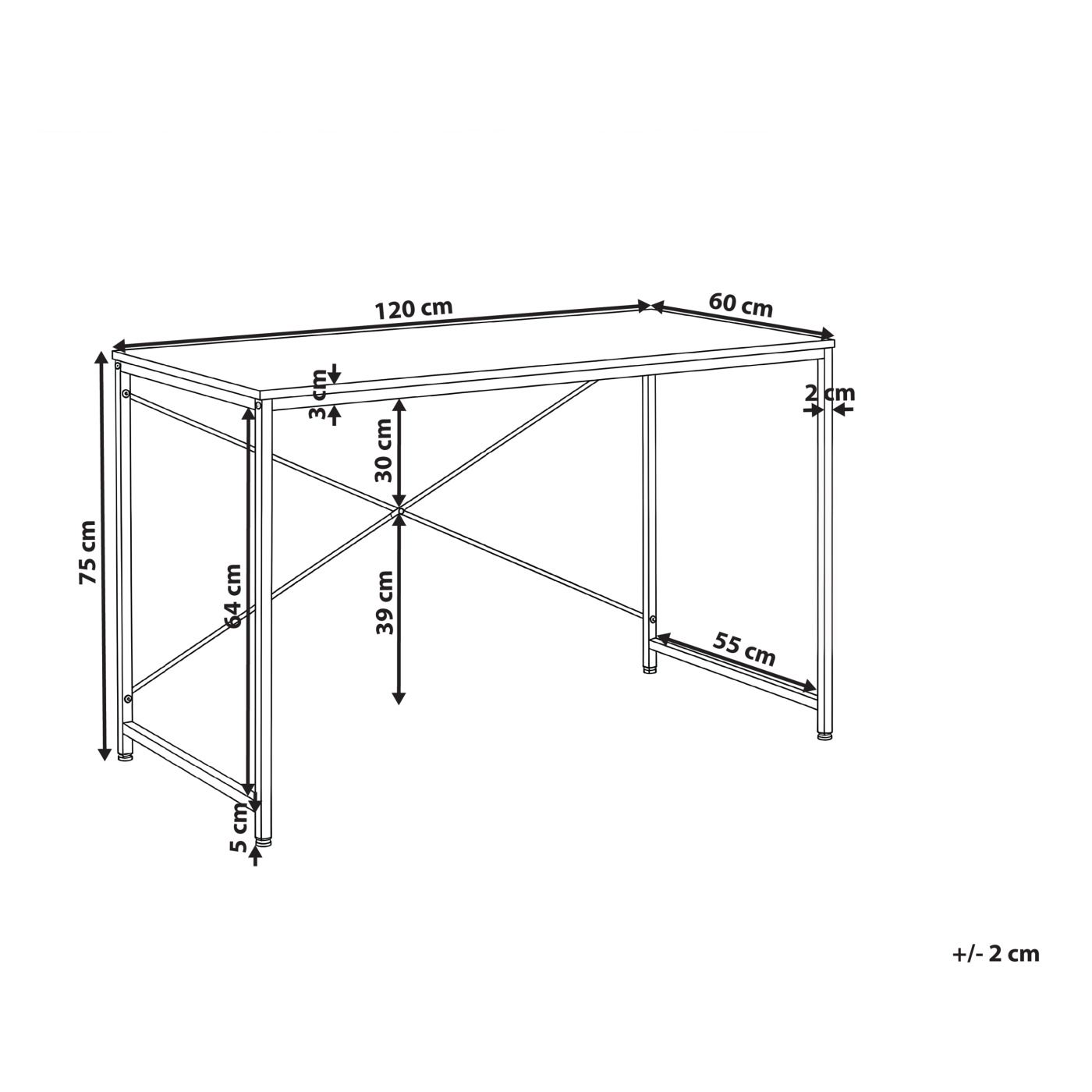 Íróasztal ANDASTE Fekete 120 cm 60 cm - 5