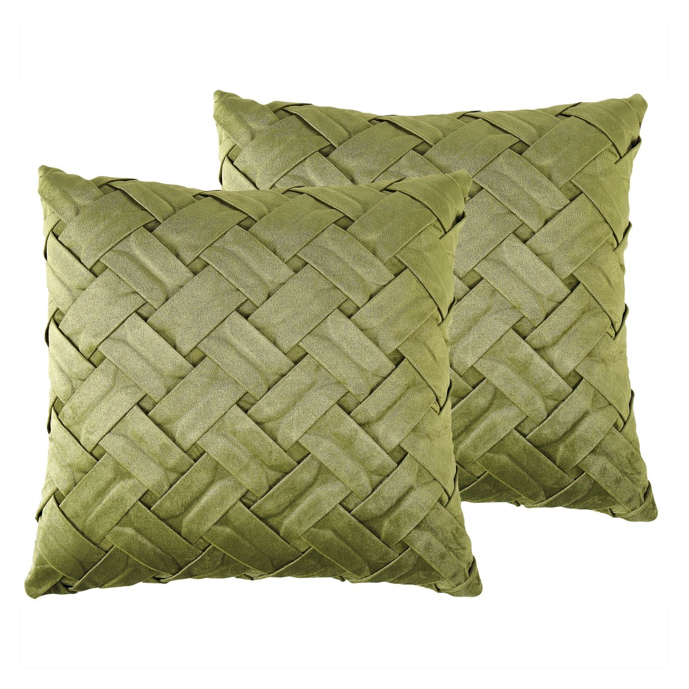 2 db díszpárna NARCISSUS Bársony 43 x 43 cm Zöld Geometrikus mintás - 2