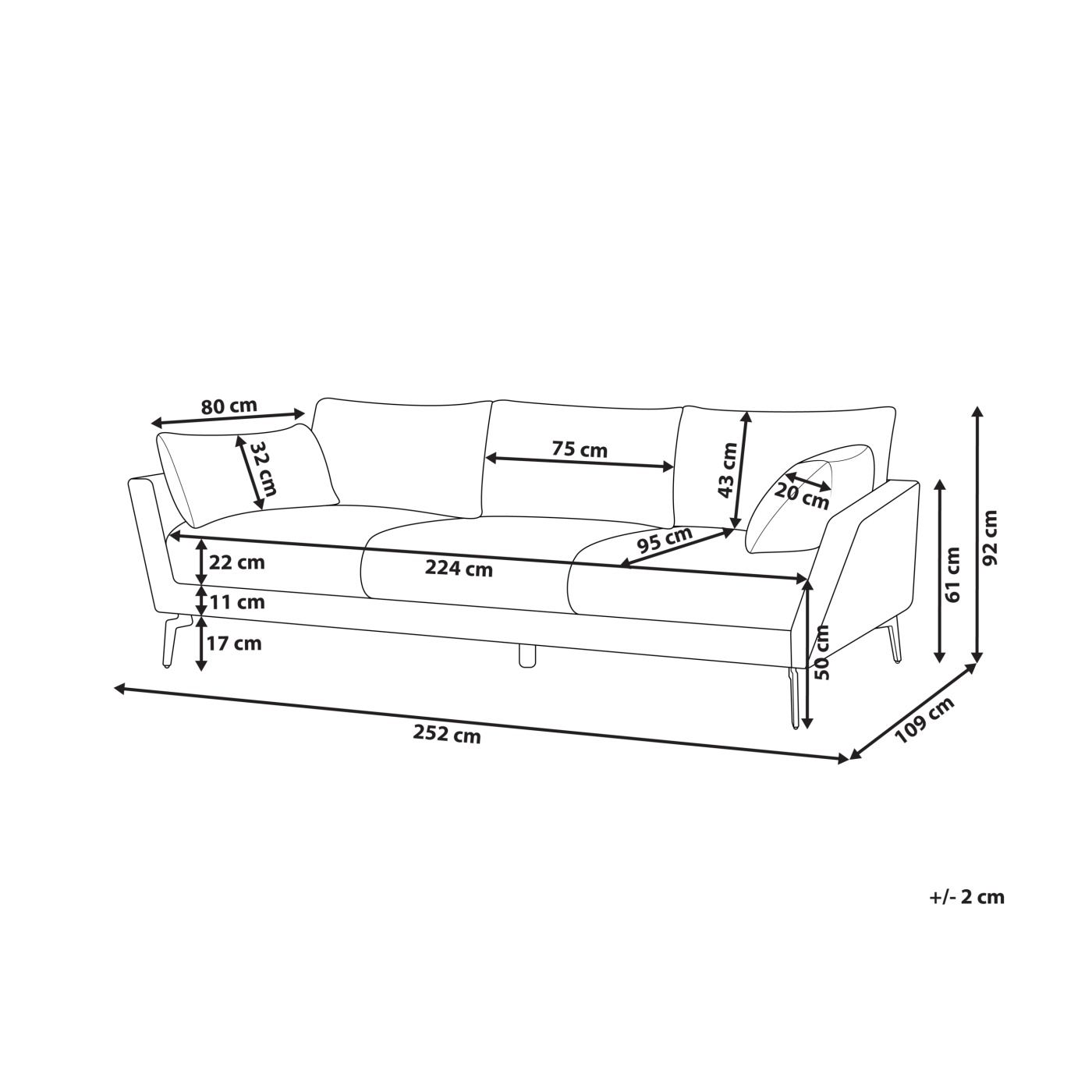 Kanapé 4 személyes NENOLA Világosbézs - 3