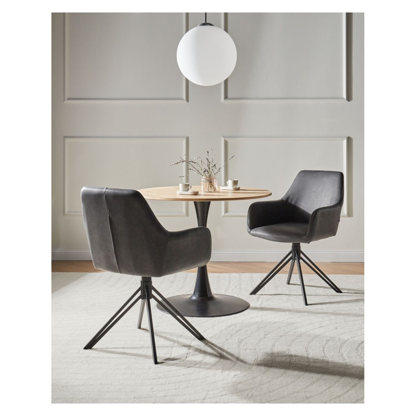 Étkezőszék kétdarabos szettben SANSARC Műbőr Fekete - 1