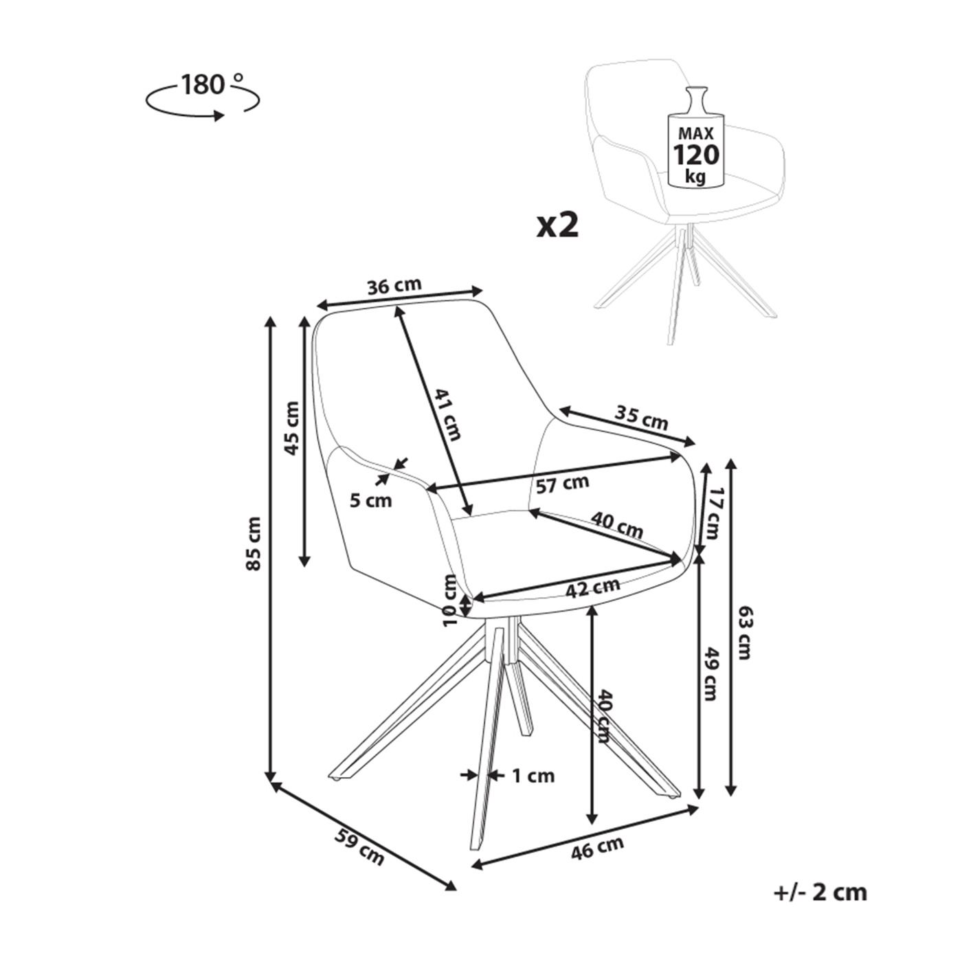 Étkezőszék kétdarabos szettben SANSARC Műbőr Fekete - 3