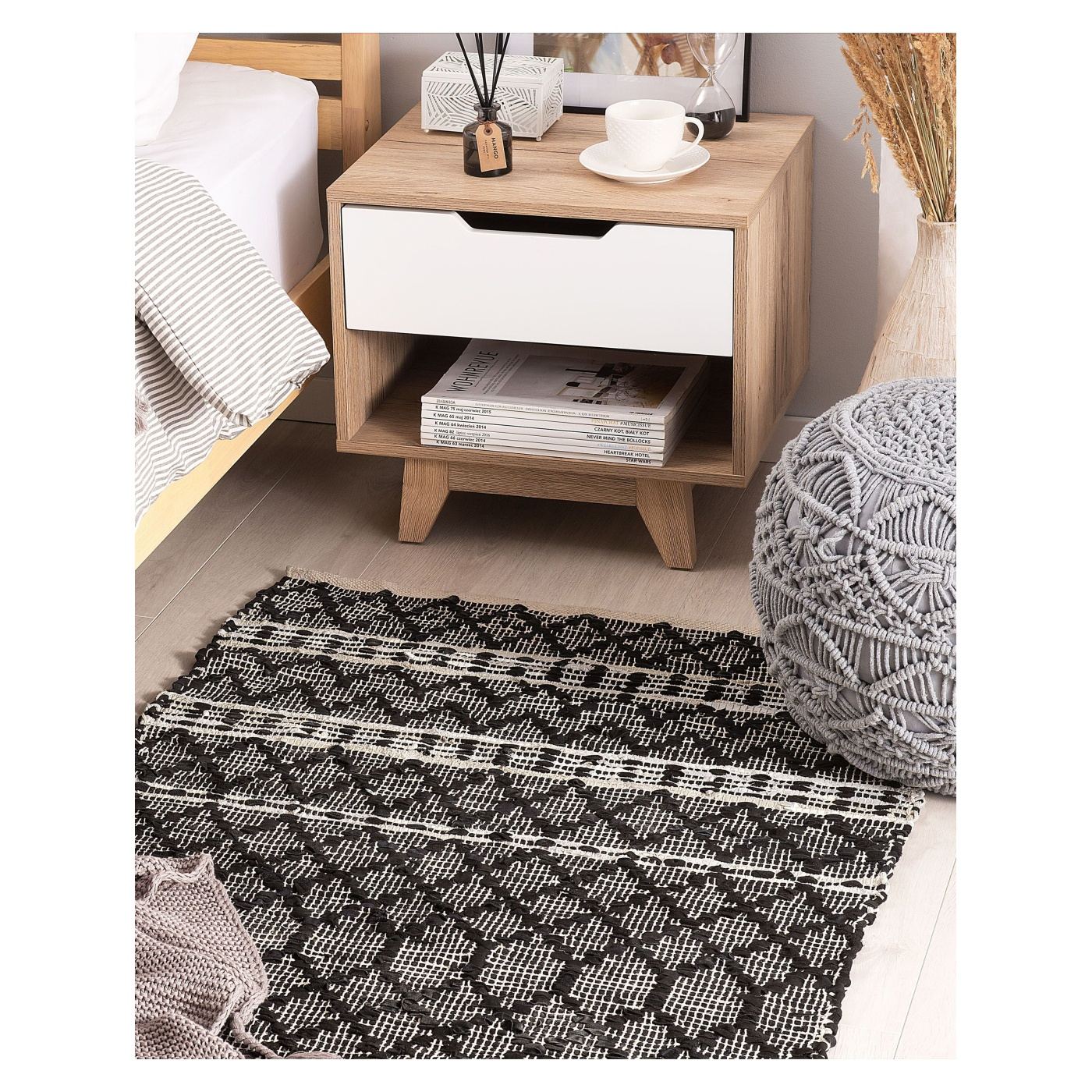 Szőnyeg FEHIMLI Fekete 80 x 150 cm Bőr - 1