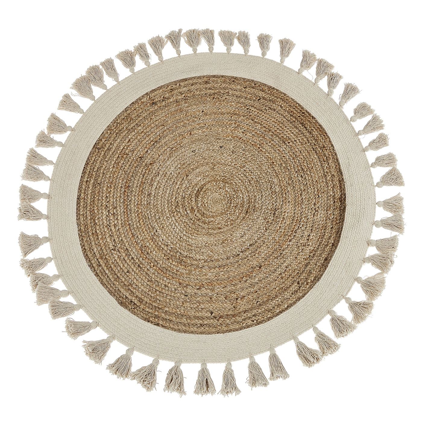 Szőnyeg SAMSUN Bézs ø 120 cm Juta zsákvászon - 2