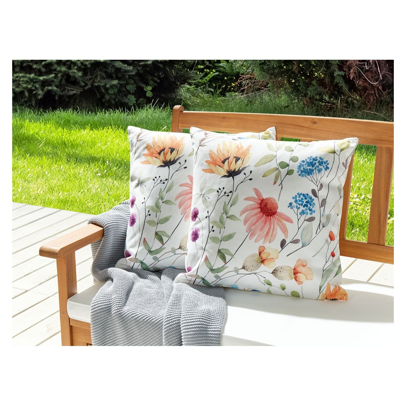 Kültéri díszpárna kétdarabos szettben MONESI Virágmintás 45 x 45 cm Színes - 1