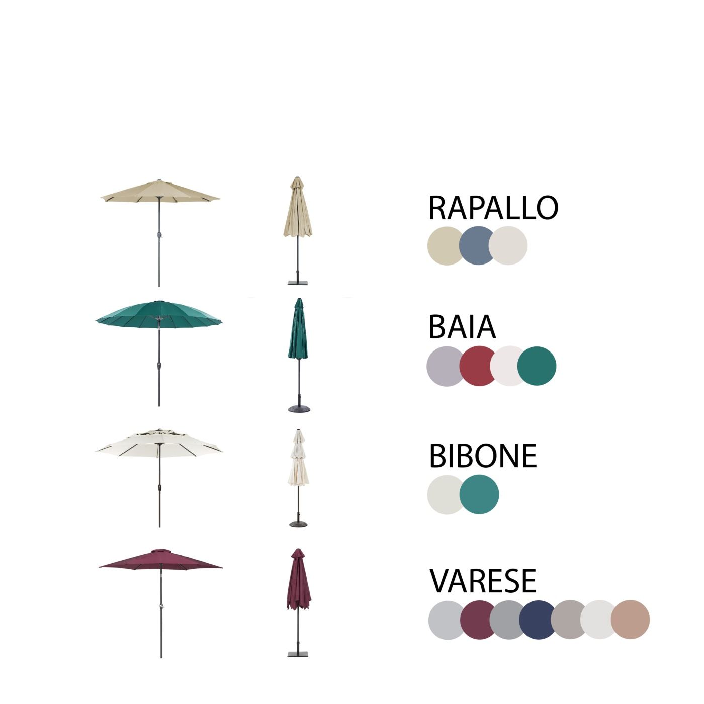 Kerti étkezőgarnitúra 4 személyes SAPRI napernyővel (16 opció) Fém Sötétbarna - 4