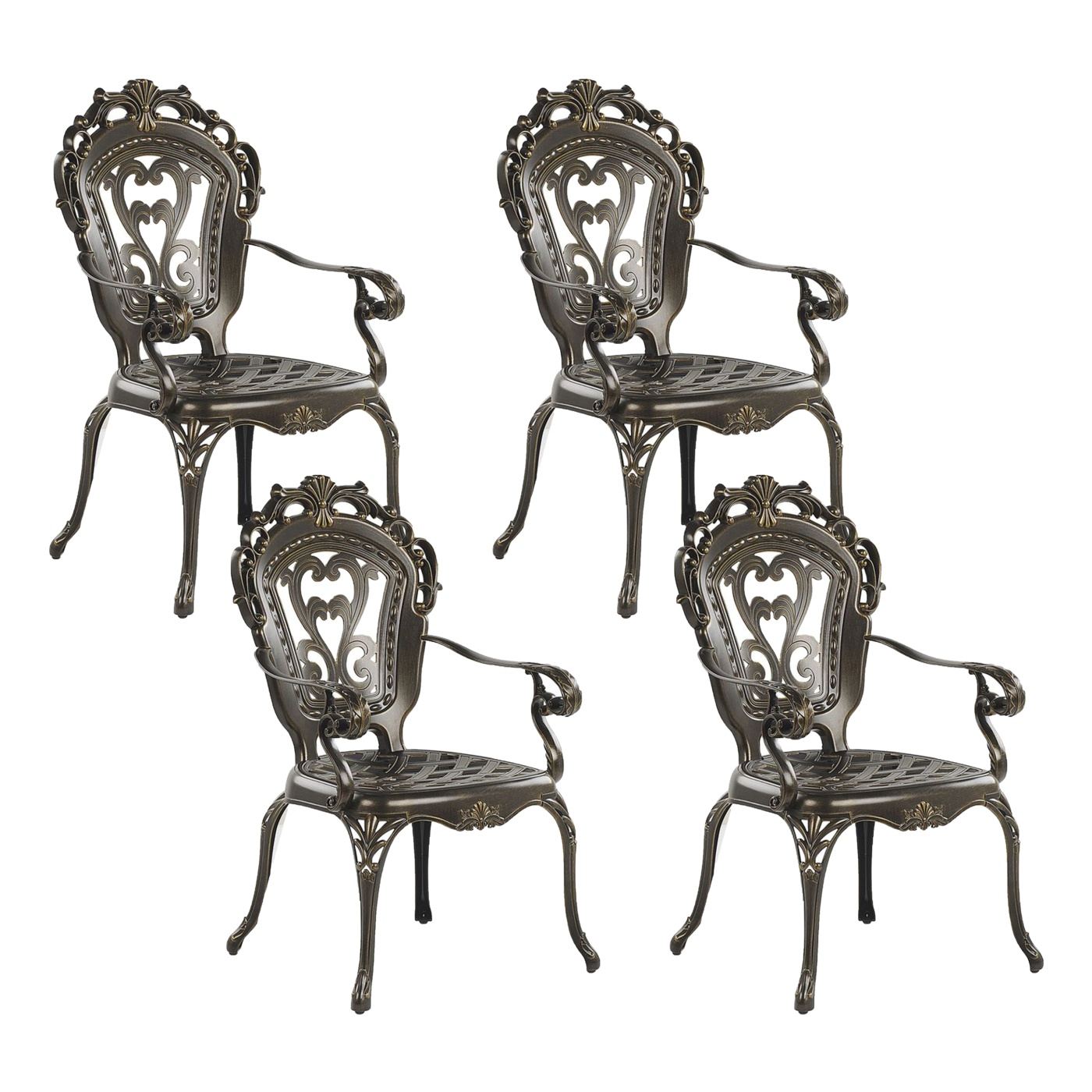 Kerti étkezőgarnitúra 4 személyes SAPRI napernyővel (16 opció) Fém Sötétbarna - 9