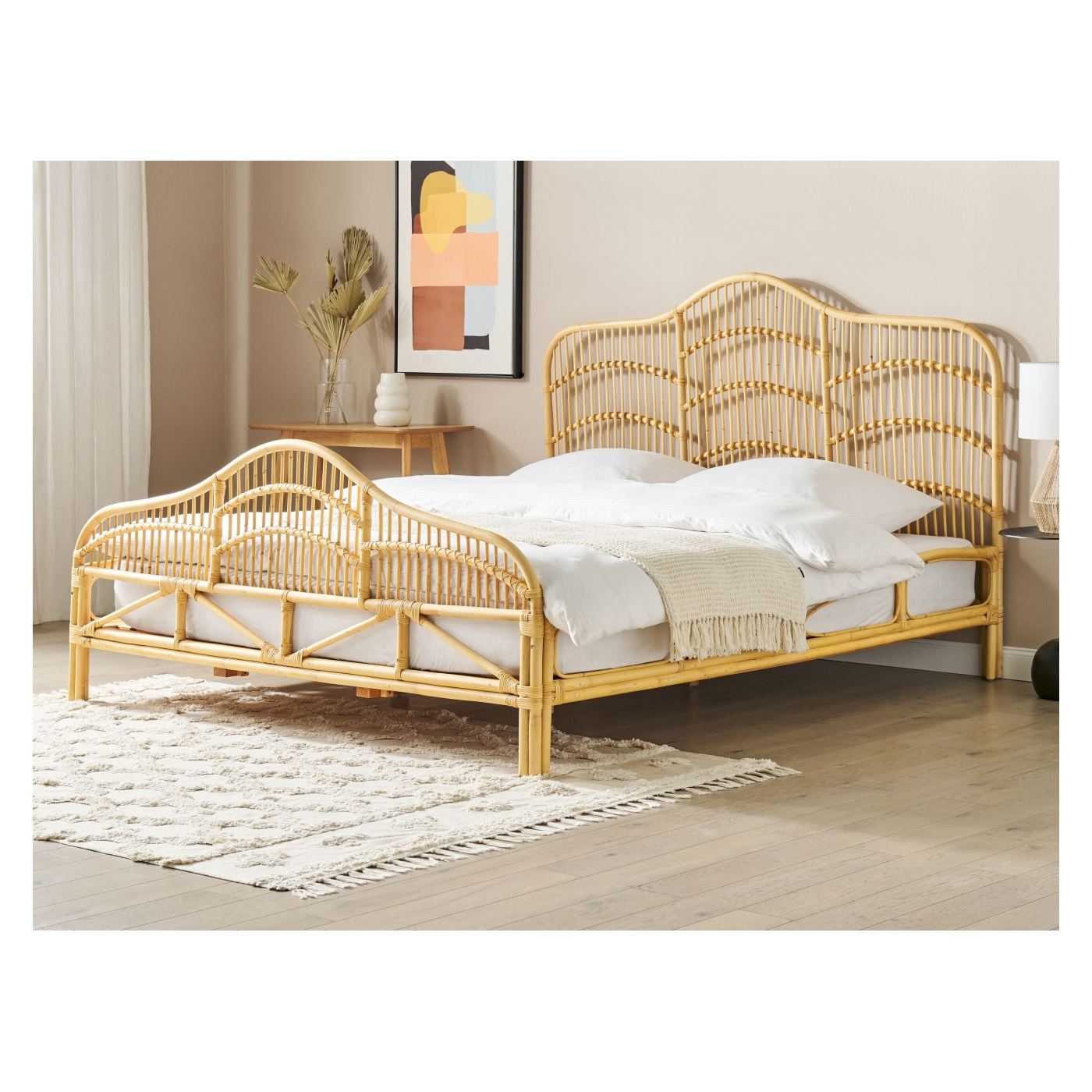 Ágy Rattan DOMEYROT 180 x 200 cm Világosbarna - 1