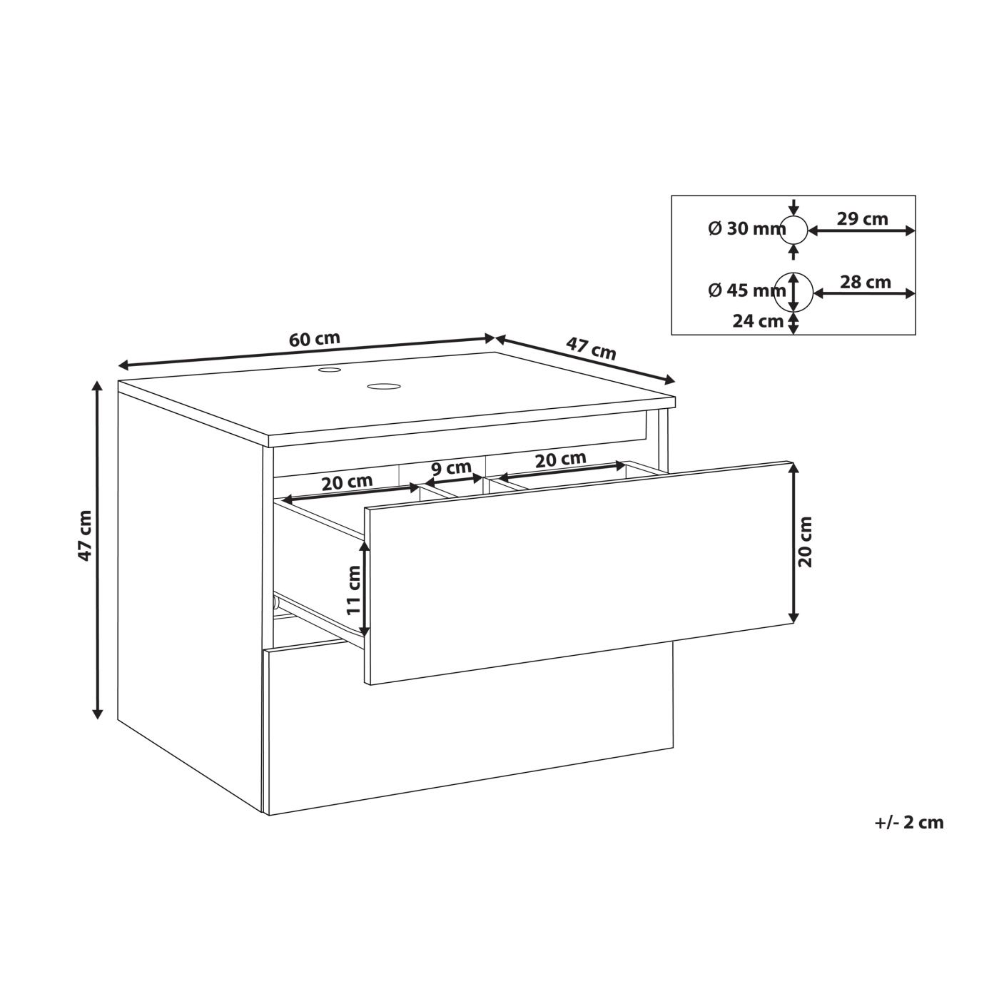Fali mosdószekrény SERRA 60 cm Fehér - 3