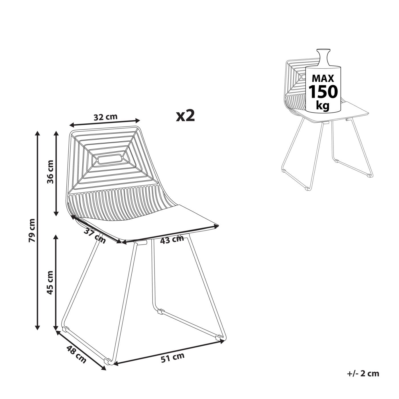 Étkezőszék kétdarabos szettben BEATTY Fém Arany - 3