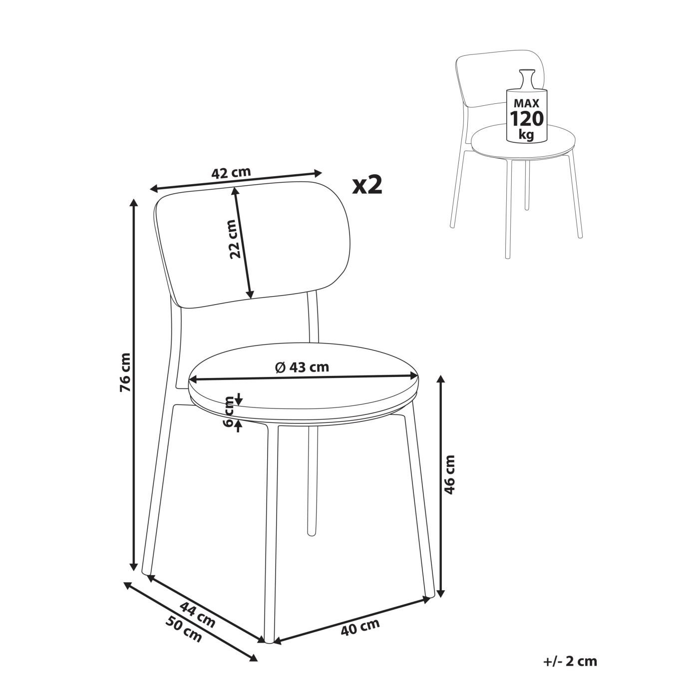 Étkezőszék kétdarabos szettben CASEY Buklé Tópszín - 3